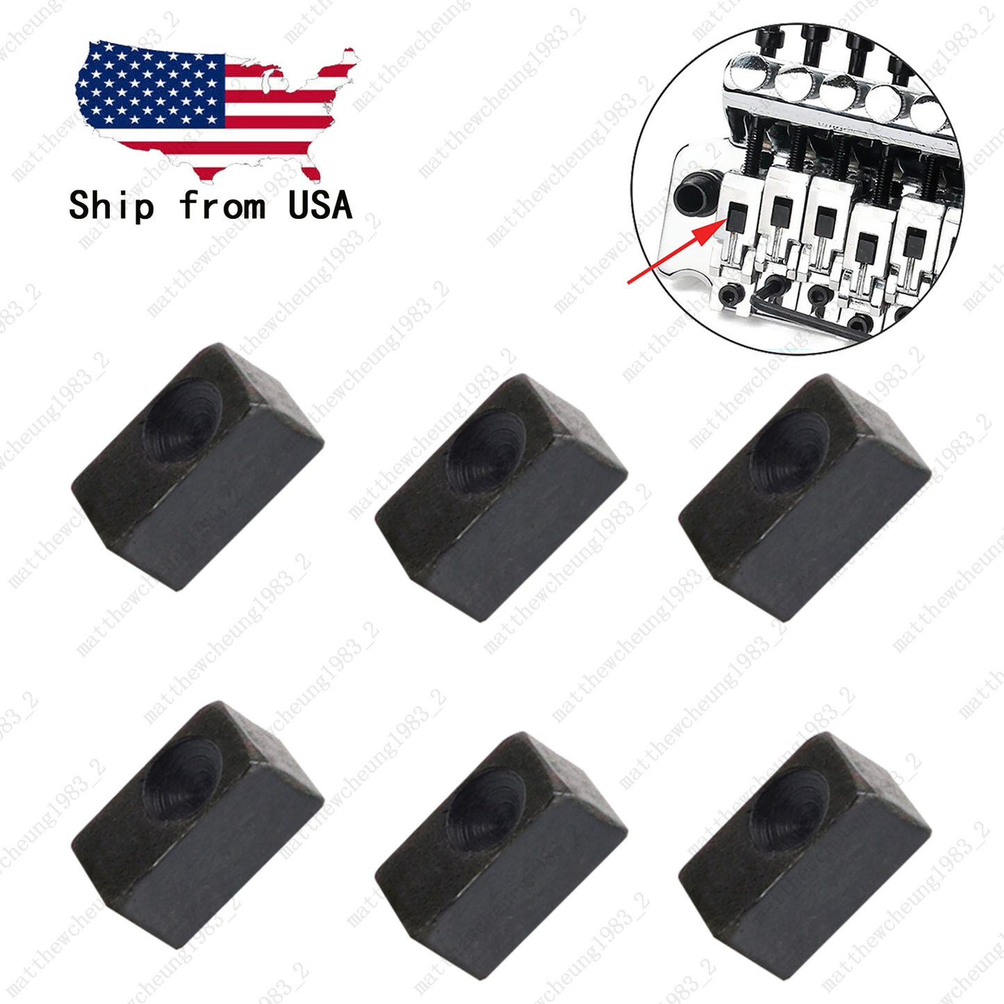 6 Pcs Stainless Steel String Lock Insert Blocks For Floyd Rose Tremolo System