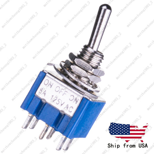 1x Quality Guitar or AMP DPDT 3 Way ON OFF ON Toggle Switch Sealed Mini Toggle