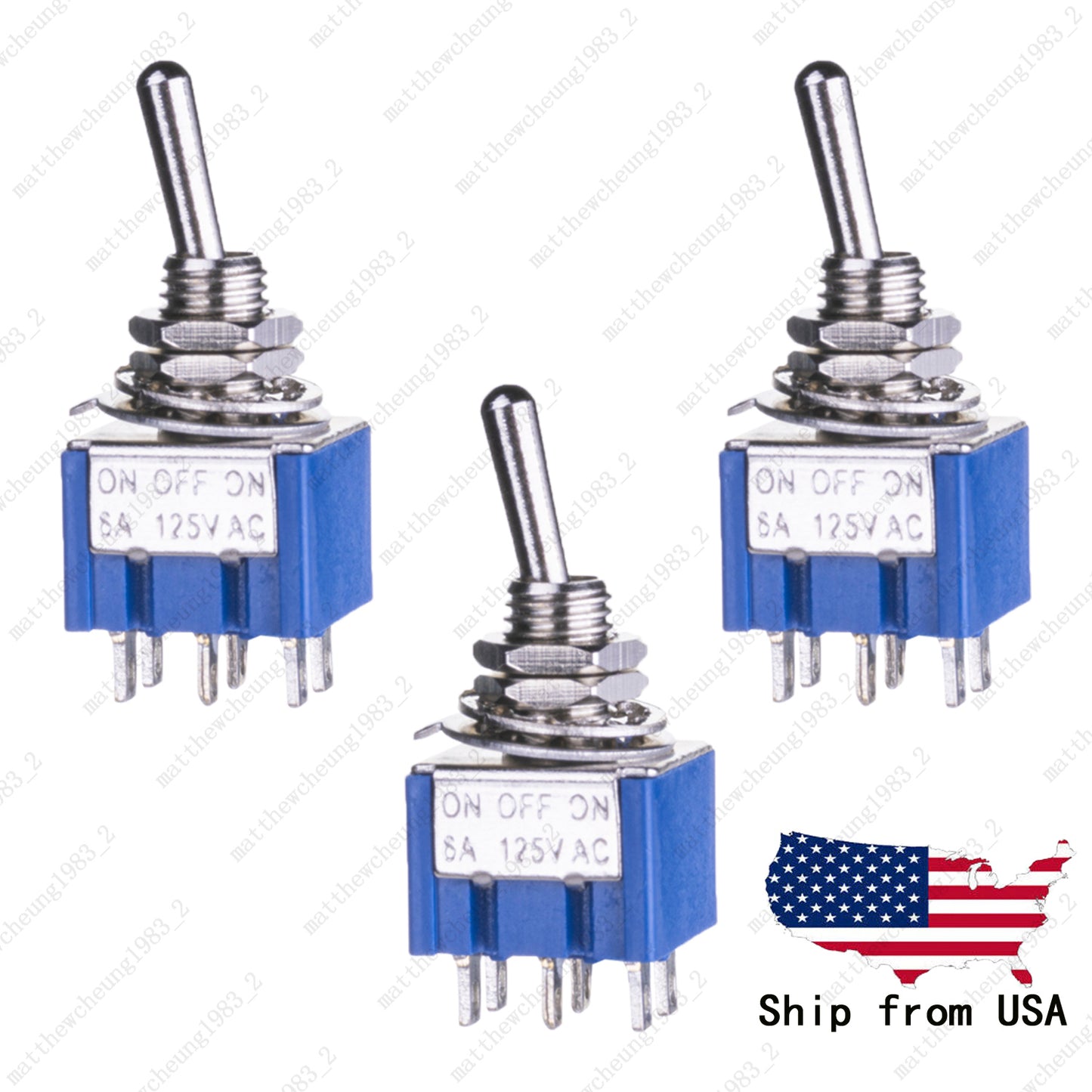 3x Quality Guitar or AMP DPDT 3 Way ON OFF ON Toggle Switch Sealed Mini Toggle
