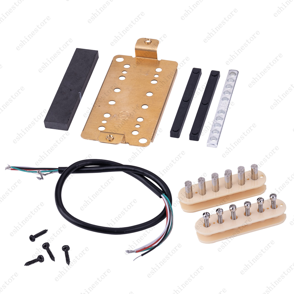 12 Color Humbucker Guitar DIY Kit Pickup Bobbin/Ceramic Bar/Cable/Baseplate