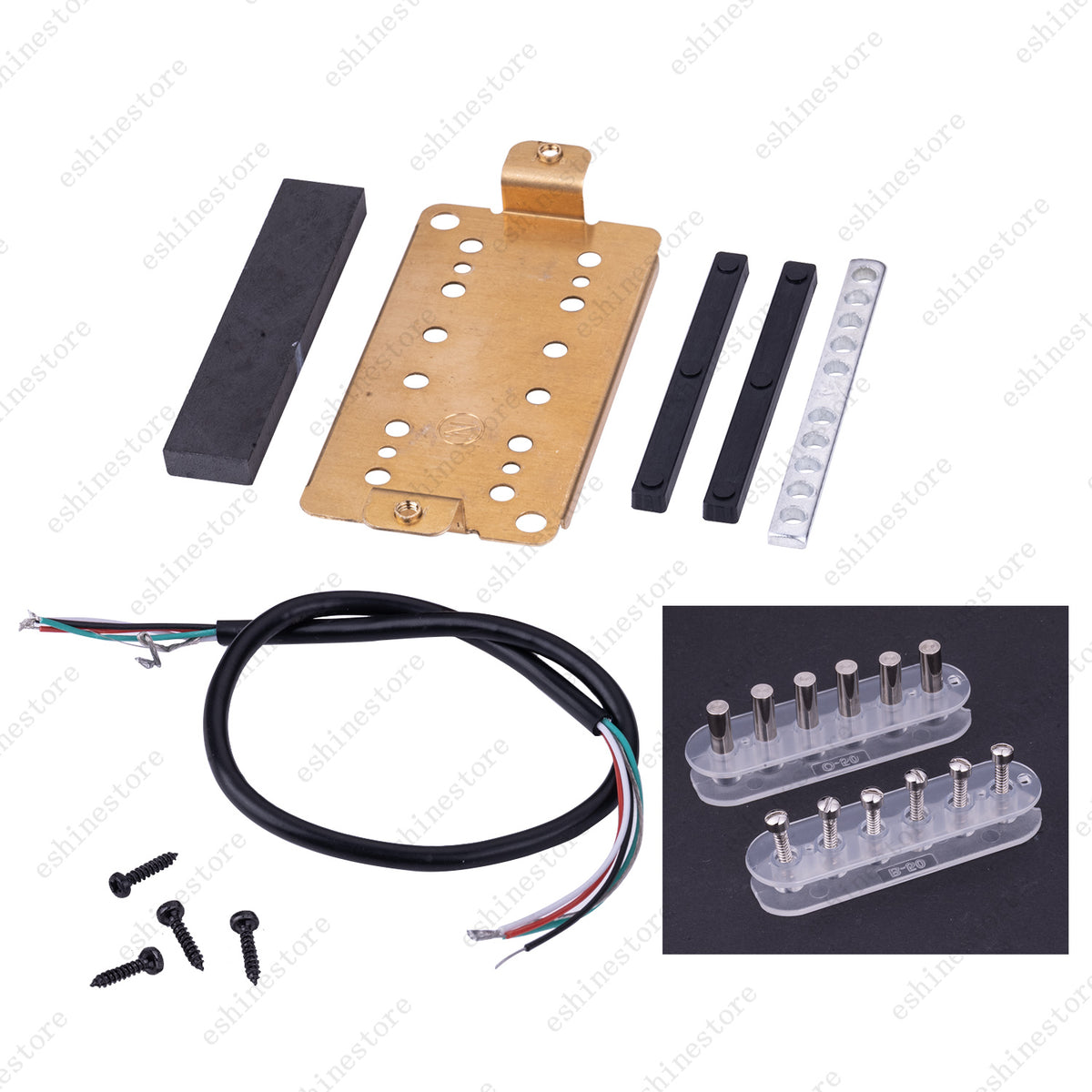 12 Color Humbucker Guitar DIY Kit Pickup Bobbin/Ceramic Bar/Cable/Baseplate