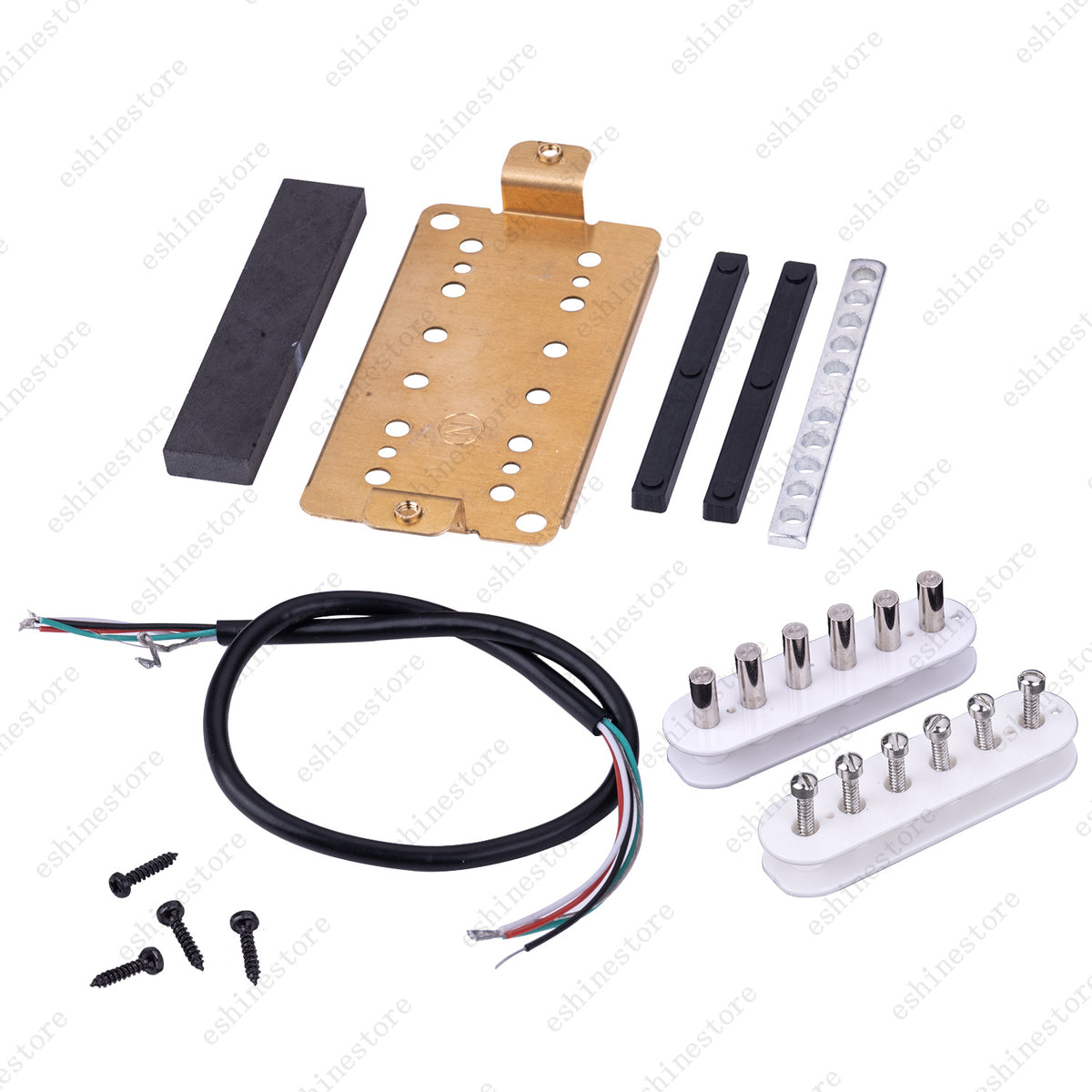 12 Color Humbucker Guitar DIY Kit Pickup Bobbin/Ceramic Bar/Cable/Baseplate