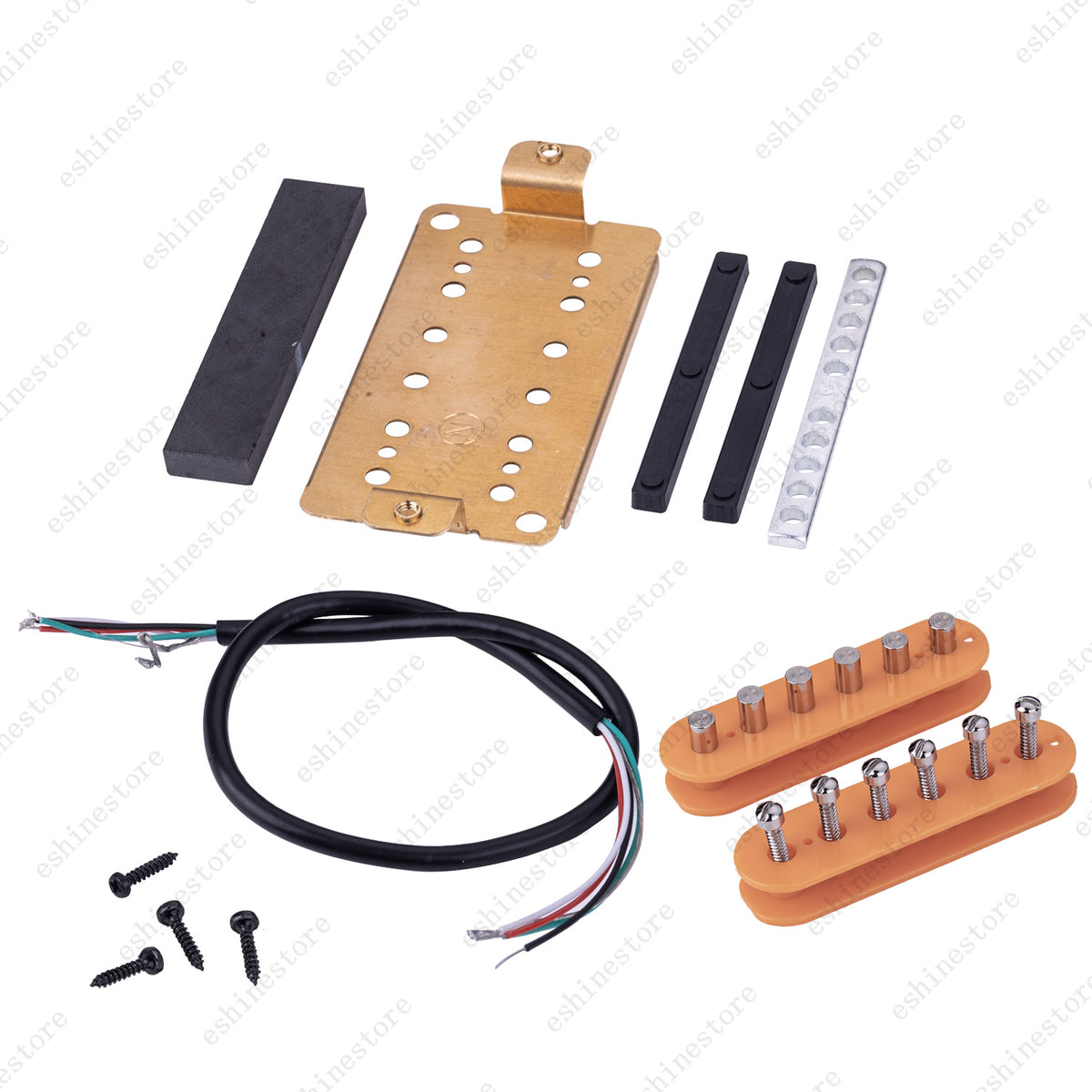 12 Color Humbucker Guitar DIY Kit Pickup Bobbin/Ceramic Bar/Cable/Baseplate