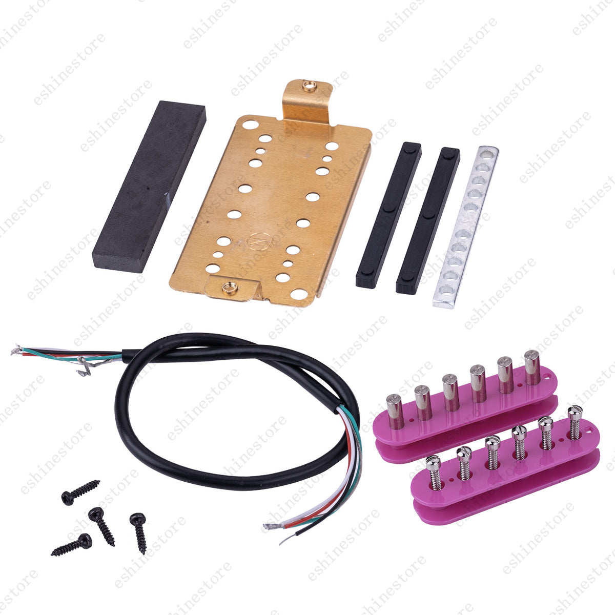 12 Color Humbucker Guitar DIY Kit Pickup Bobbin/Ceramic Bar/Cable/Baseplate