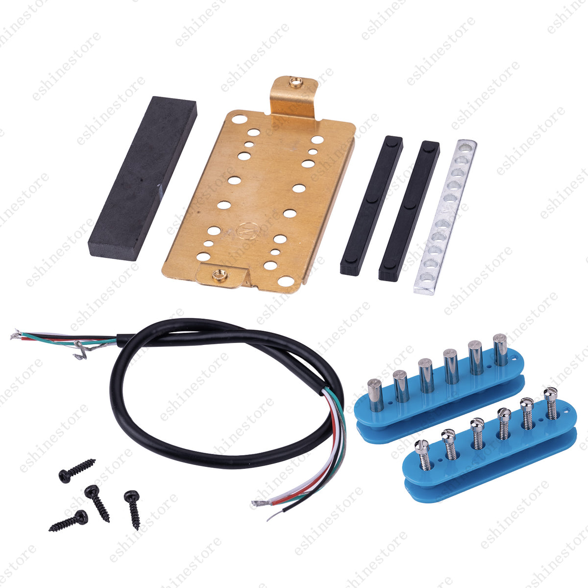 12 Color Humbucker Guitar DIY Kit Pickup Bobbin/Ceramic Bar/Cable/Baseplate