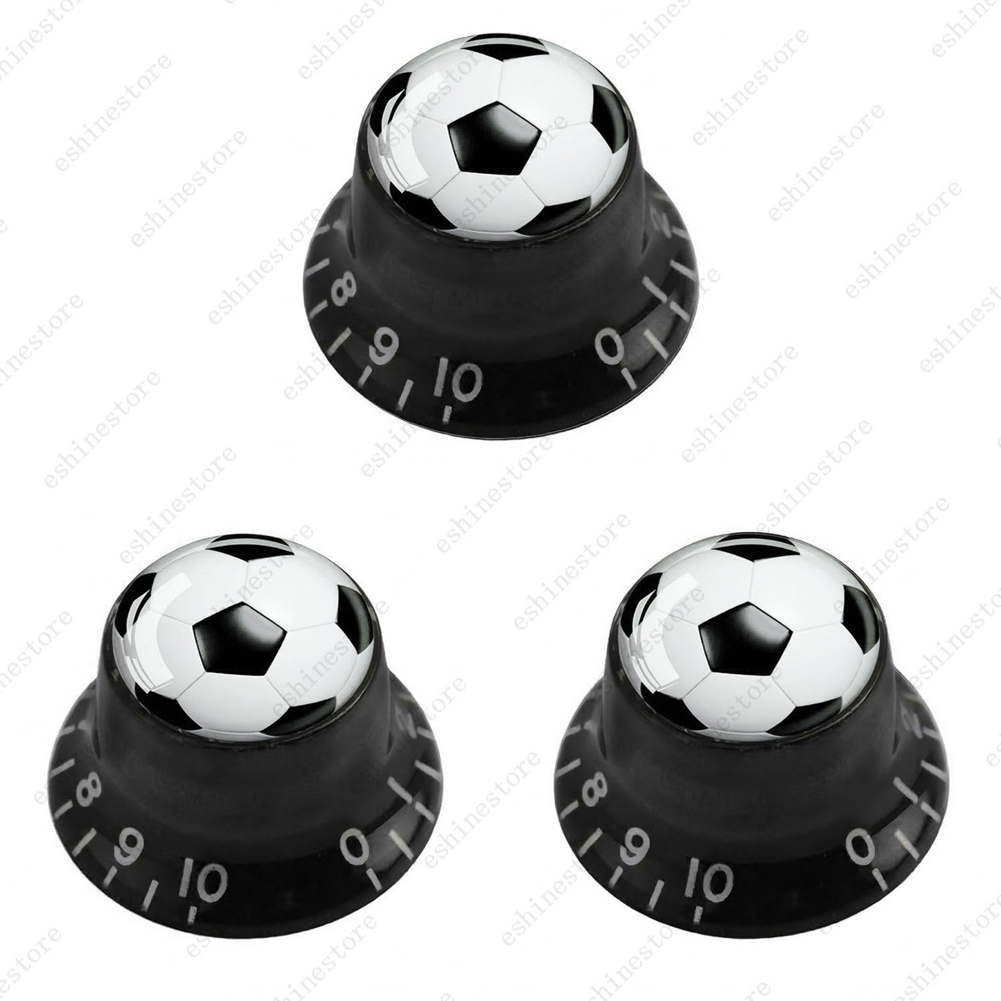 Electric Guitar Reflector Knob w/ Soccer Design Cap Top Hat Knob for Les Paul SG