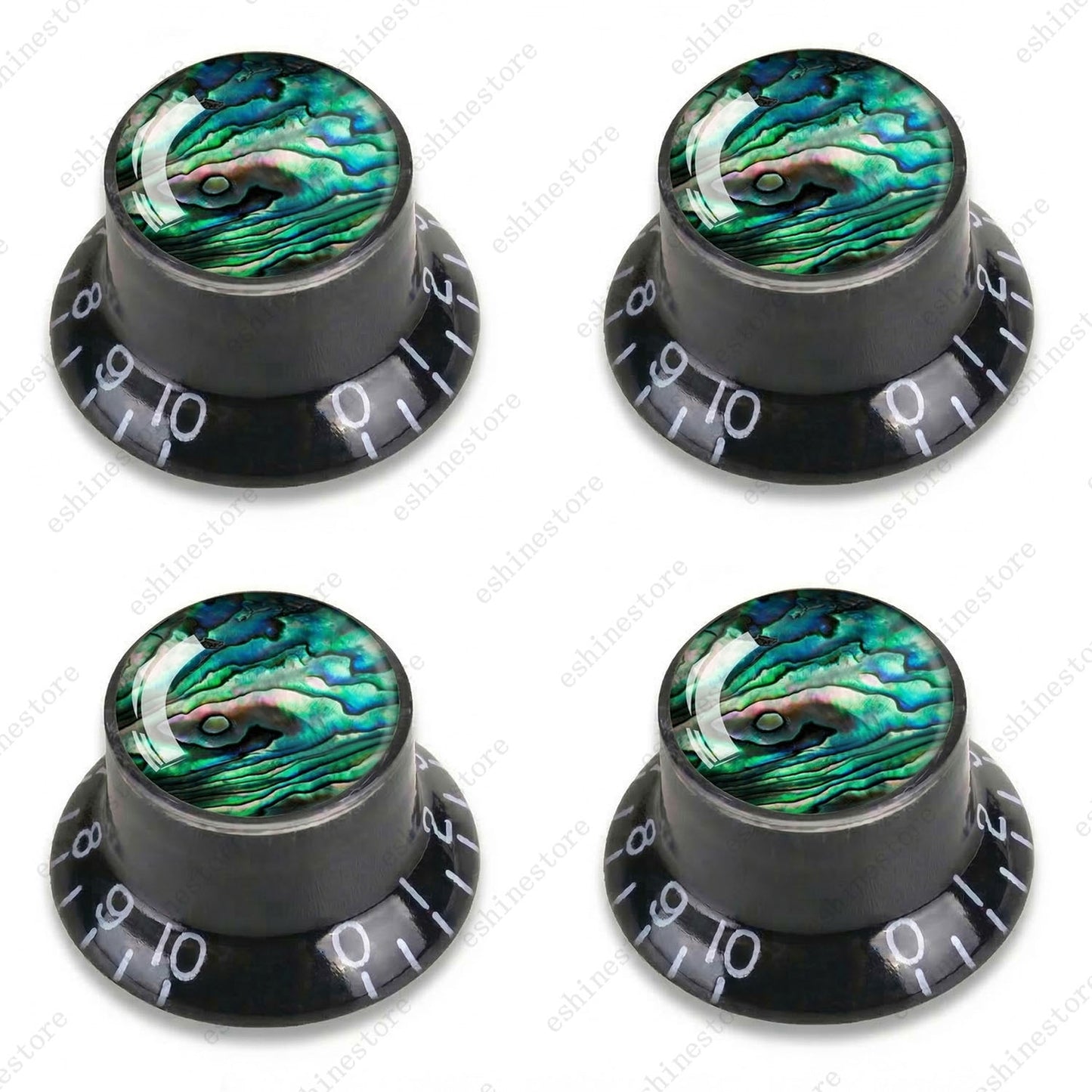 Guitar Reflector Knob with Seashell Pattern Cap Top Hat Knob for Les Paul SG -10