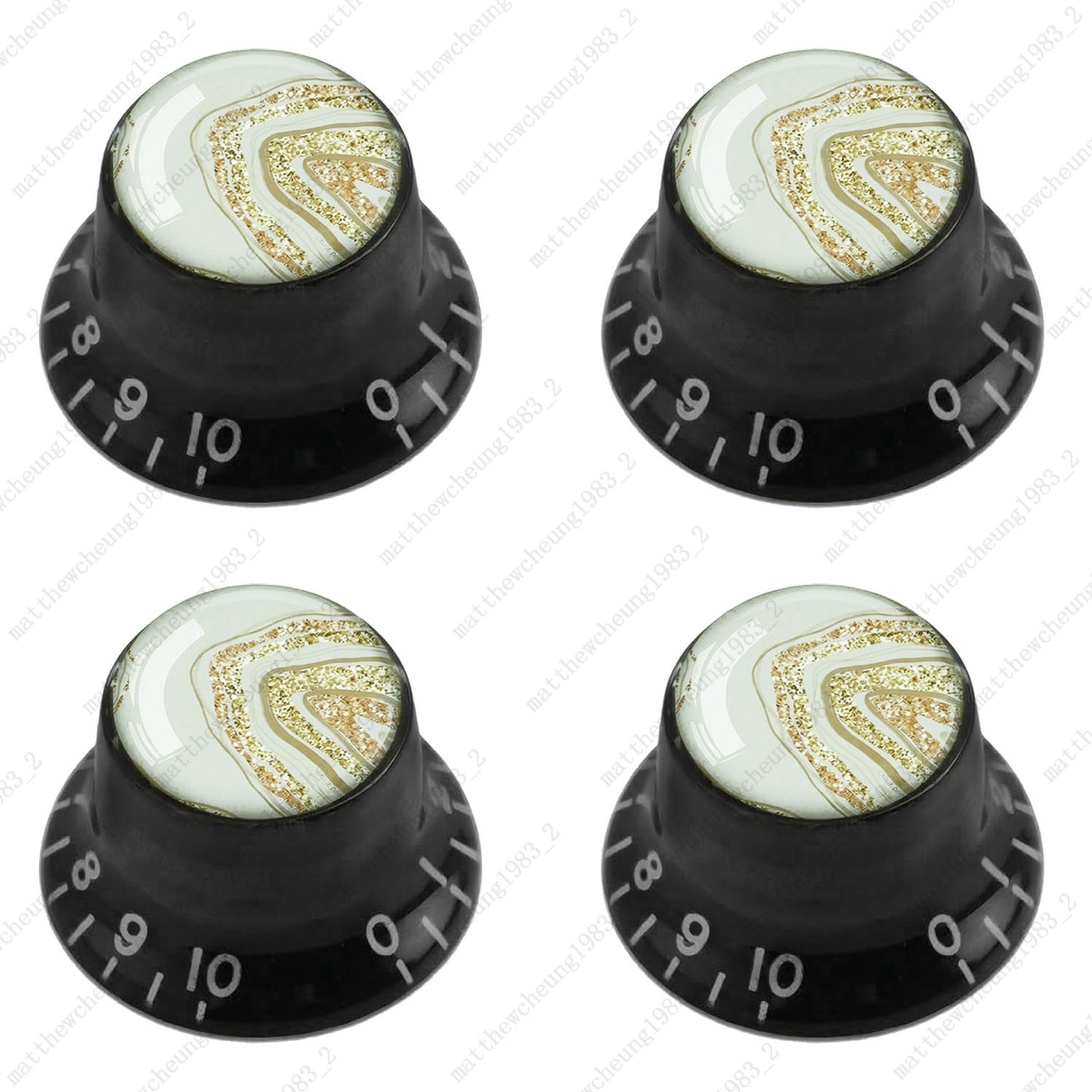 4Pcs Black Guitar Reflector Knob For Les Paul SG -10 Marble Texture Style Option