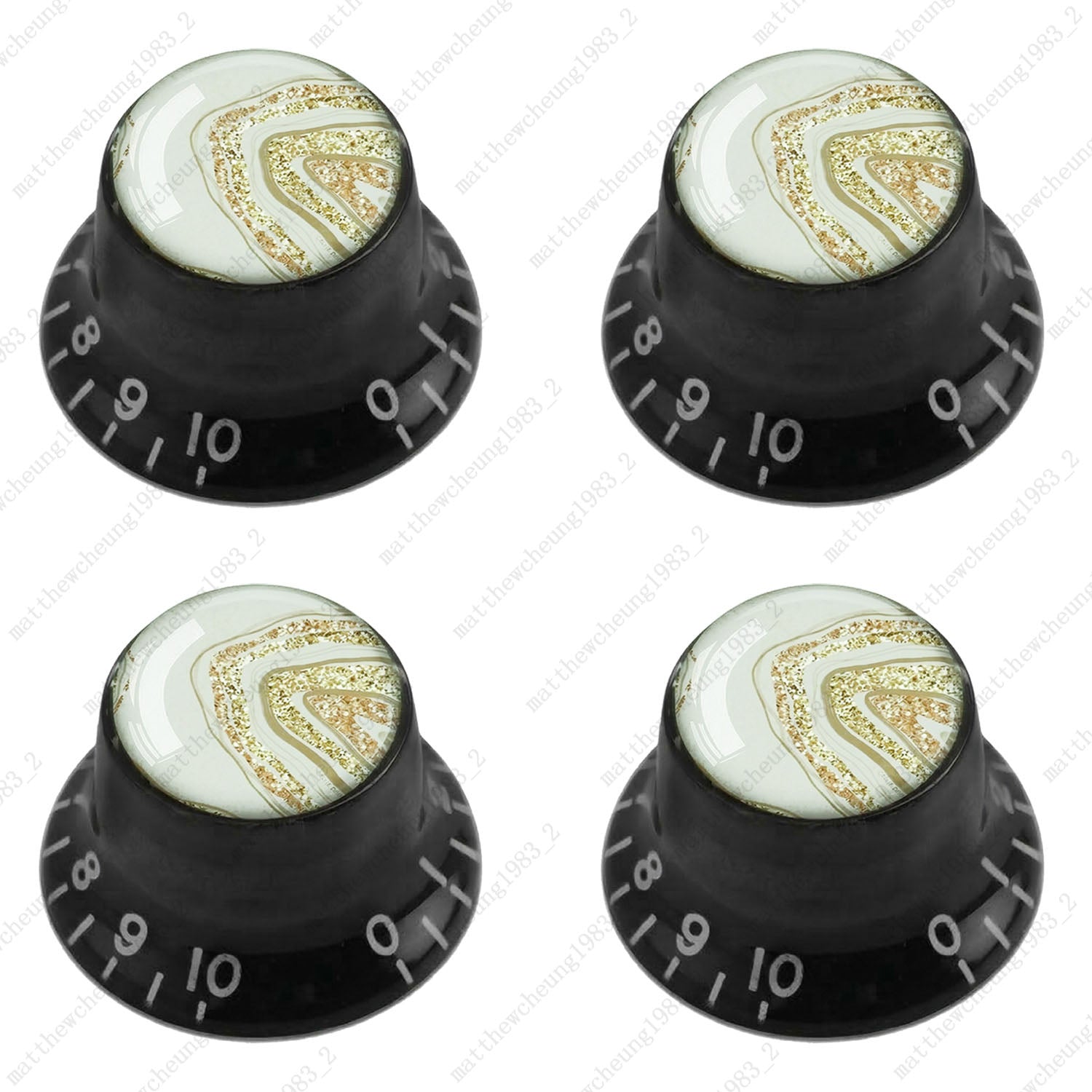 4Pcs Black Guitar Reflector Knob For Les Paul SG -10 Marble Texture Style Option