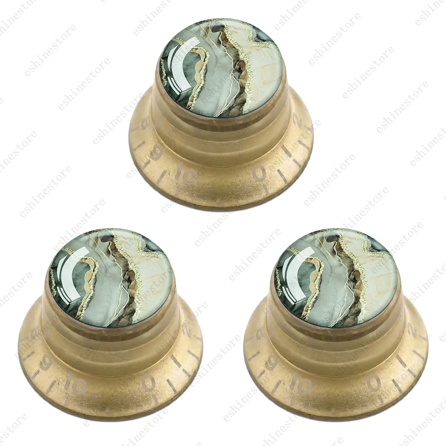 Guitar Reflector Knobs with Marble Texture Cap Top Hat Knob for Les Paul SG - 05