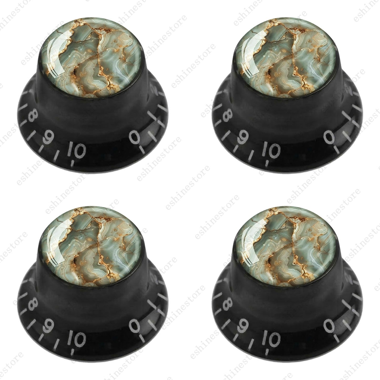 Guitar Reflector Knobs with Marble Texture Cap Top Hat Knob for Les Paul SG - 09