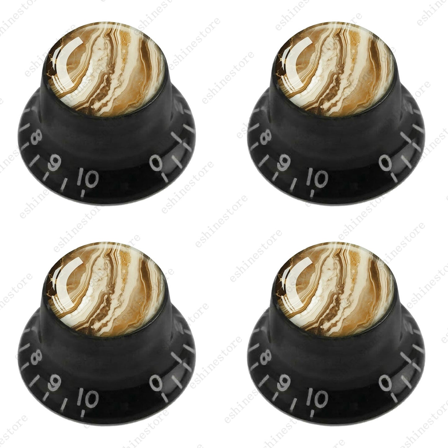 Guitar Reflector Knobs with Marble Texture Cap Top Hat Knob for Les Paul SG - 10