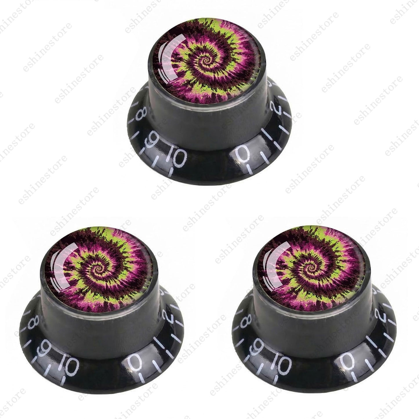 Guitar Reflector Knobs with Spiral Tie Dye Cap Top Hat Knob for Les Paul SG - 01