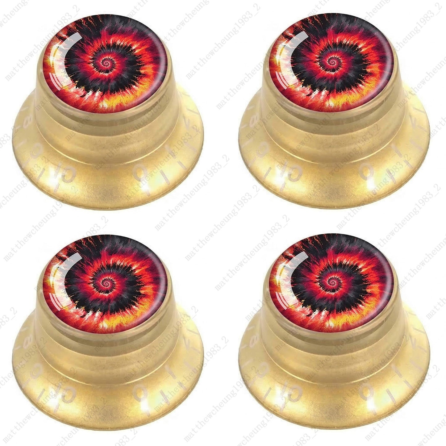 4Pcs Gold Guitar Reflector Knob For Les Paul SG -10 Spiral Tie Dye Style Option