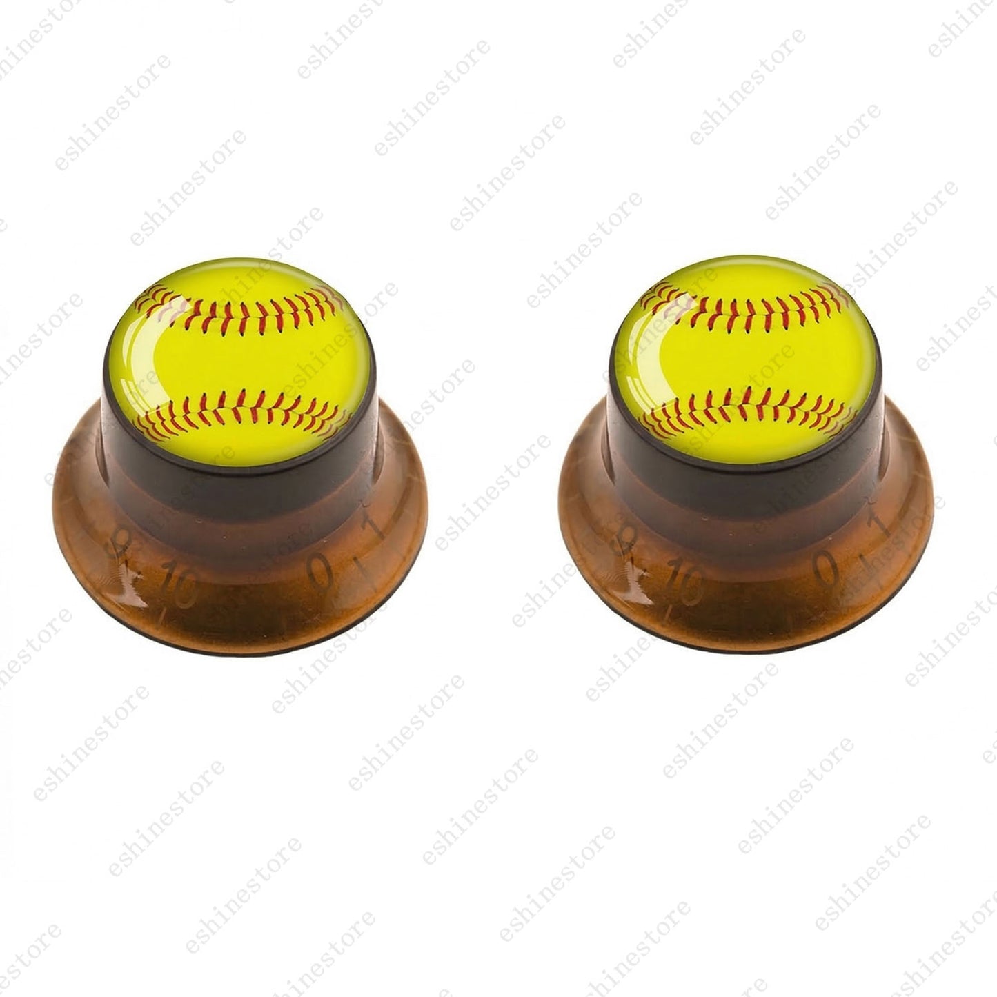 Guitar Reflector Knob w/ Yellow Baseball Design Cap Top Hat Knob for Les Paul SG