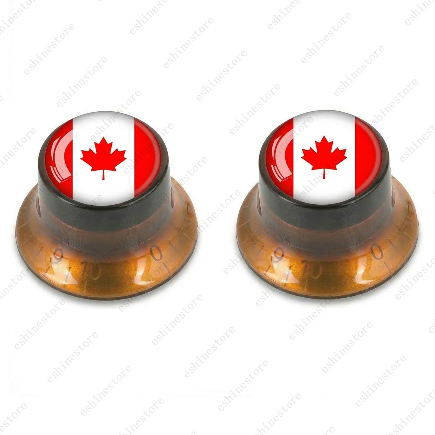 Guitar Reflector Knobs w/ Canada Flag Design Cap Top Hat Knobs for Les Paul SG
