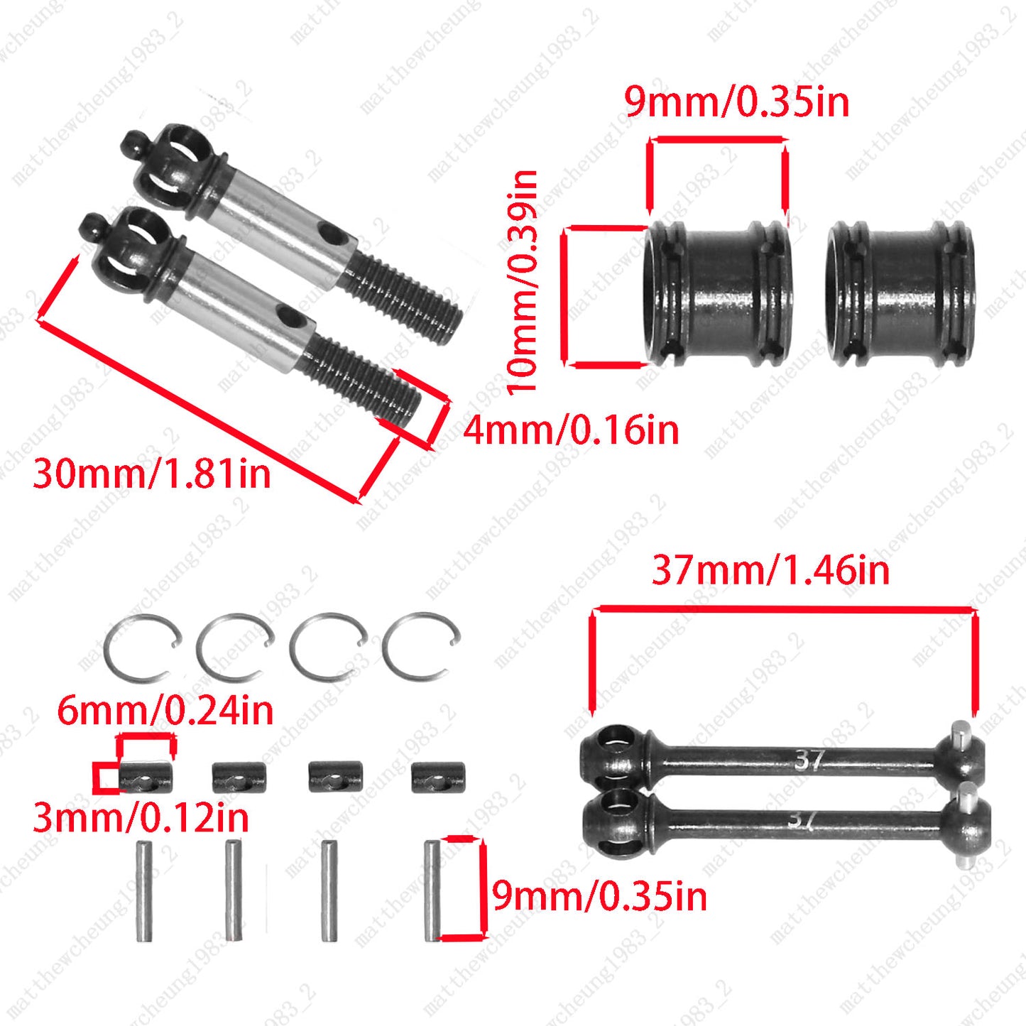 1 Set Upgrade Two-Stage Carbon Steel CVD Drive Shaft for RC 37/39/42mm Optional