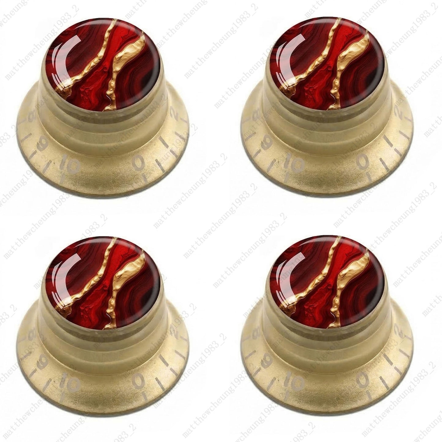 4Pcs Gold Guitar Reflector Knobs For Les Paul SG -10 Abstract Art Style Options