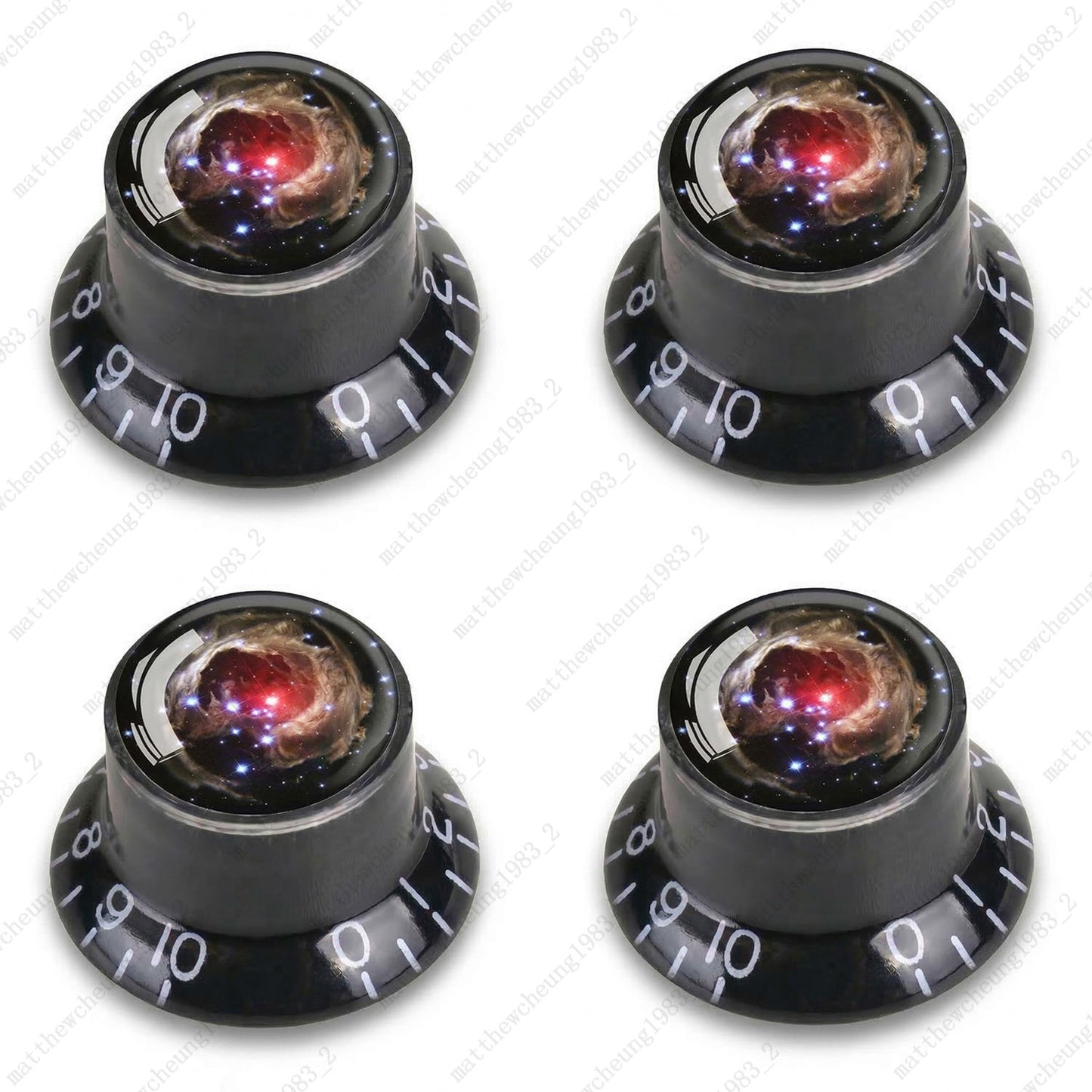 4Pcs Black Guitar Reflector Knos For Les Paul SG -8 Solar System Pattern Option
