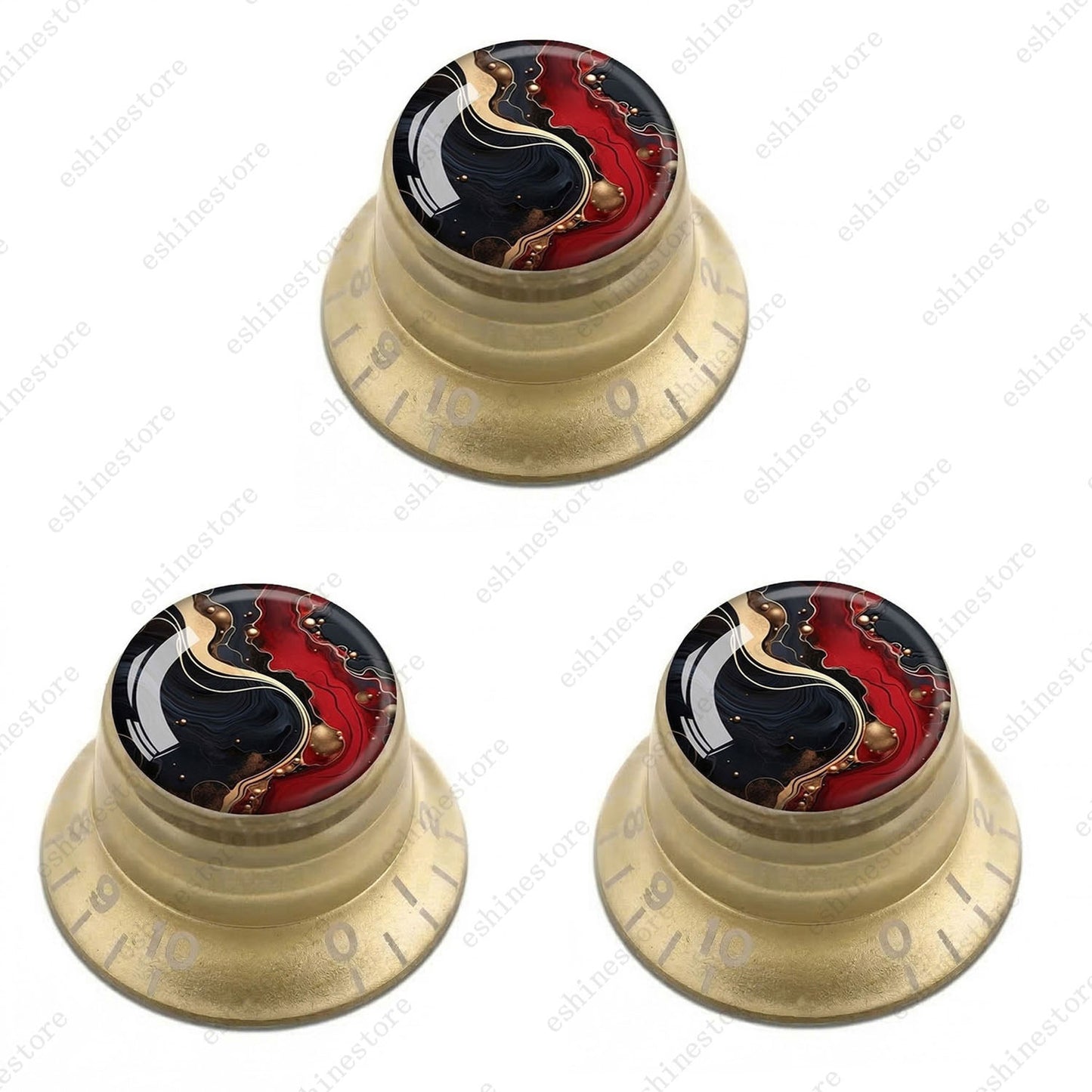 Guitar Reflector Knobs with Abstract Art Cap Top Hat Knobs for Les Paul SG - 01
