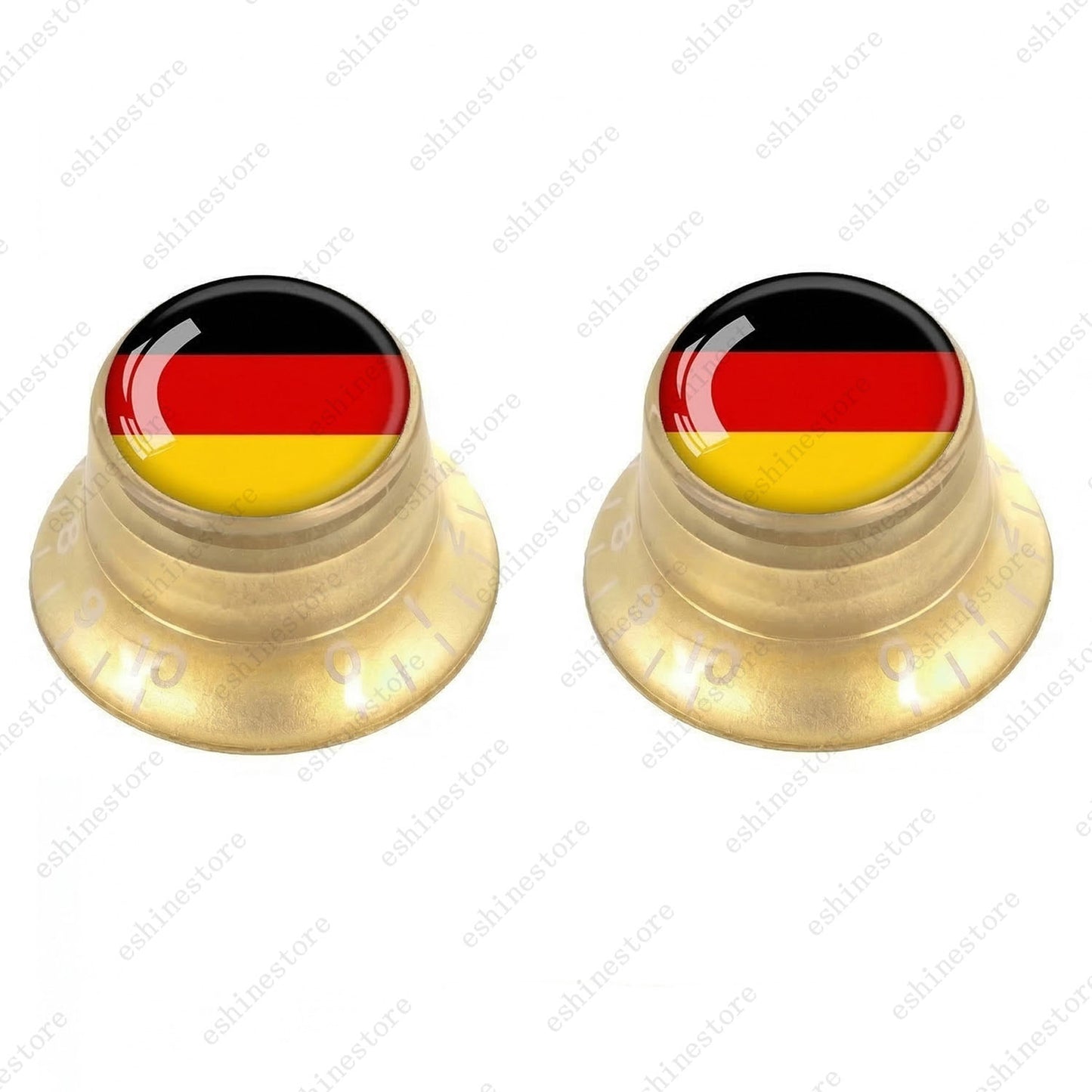Guitar Reflector Knobs w/ Germany Flag Design Cap Top Hat Knobs for Les Paul SG