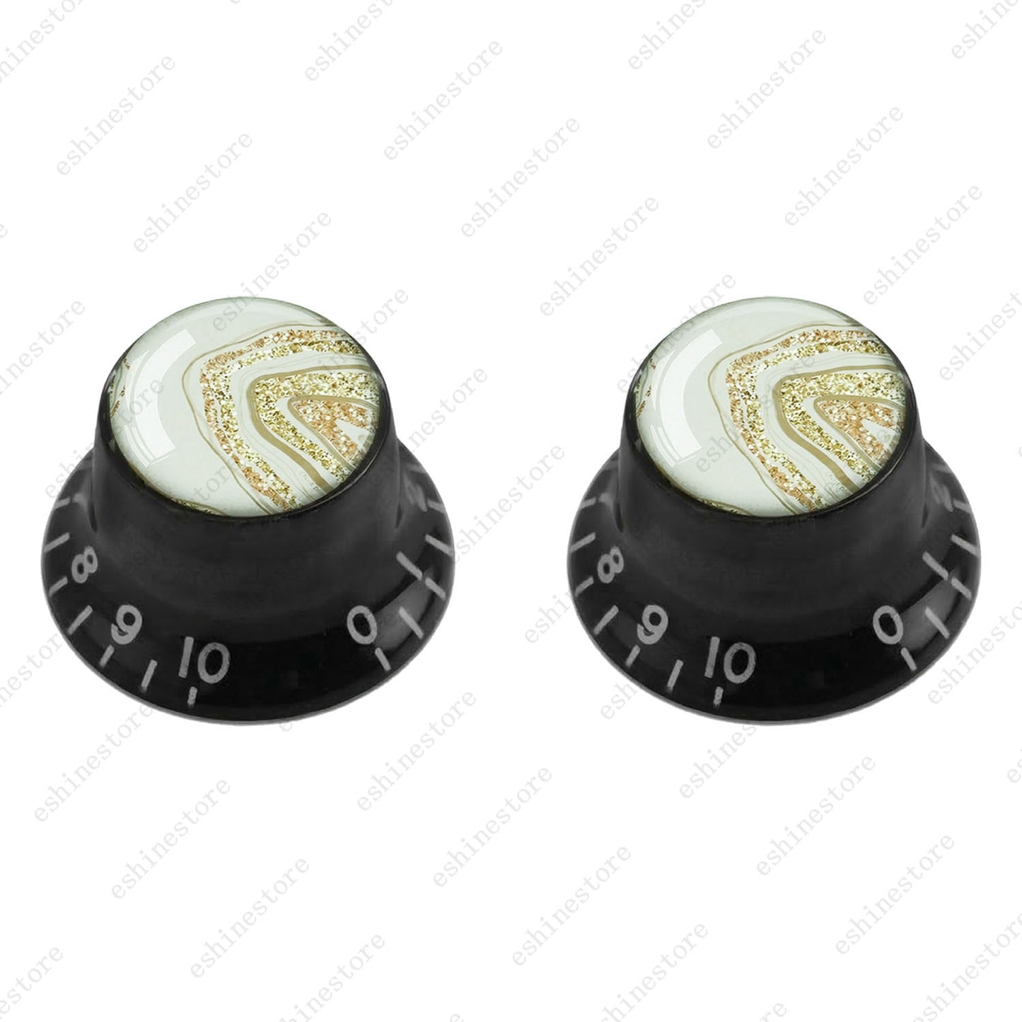 Guitar Reflector Knobs with Marble Texture Cap Top Hat Knob for Les Paul SG - 01