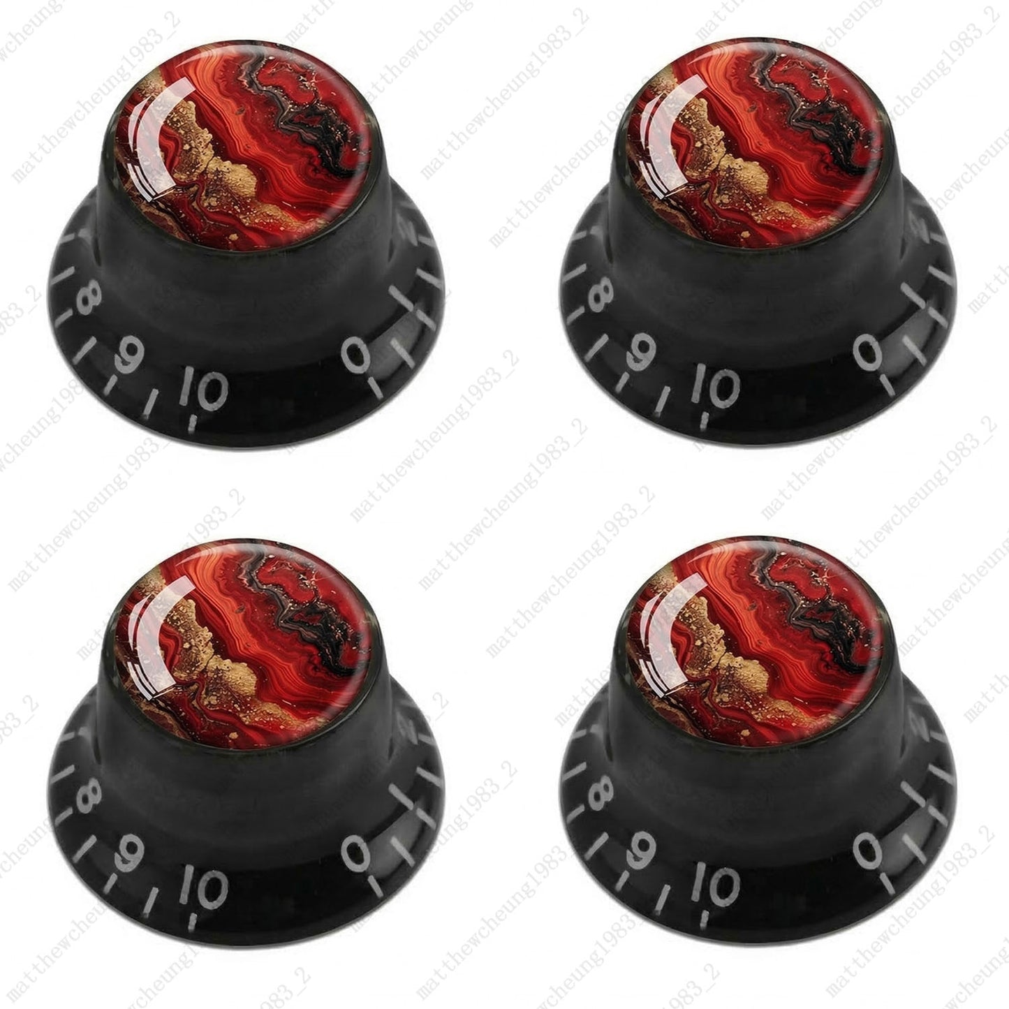 4Pcs Black Guitar Reflector Knobs For Les Paul SG -10 Abstract Art Style Options