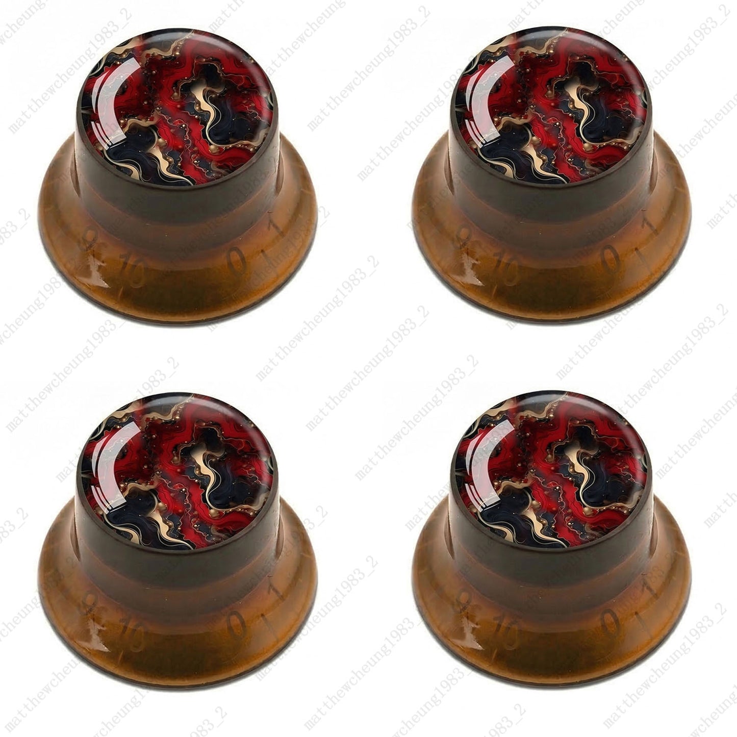 4Pcs Amber Guitar Reflector Knobs For Les Paul SG -10 Abstract Art Style Options