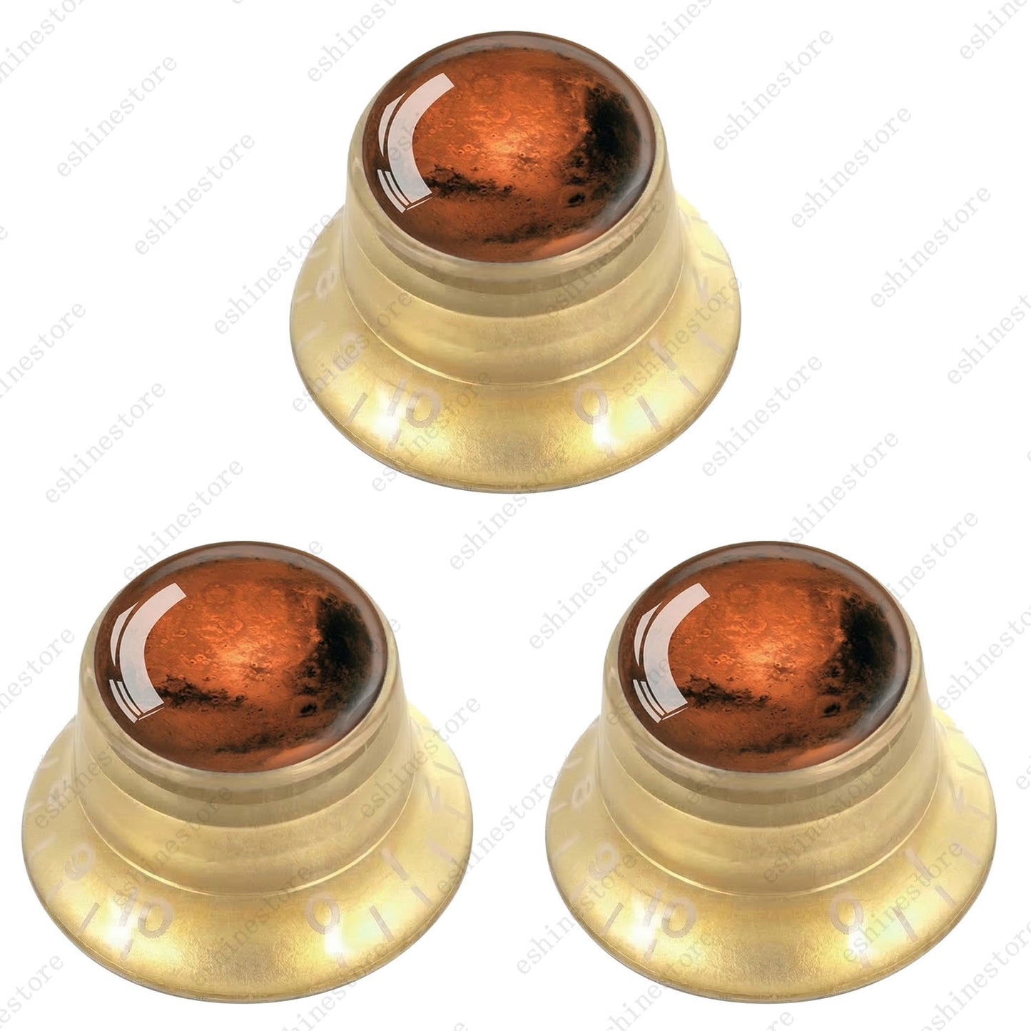 Guitar Reflector Knob with Mars Pattern Design Cap Top Hat Knob for Les Paul SG