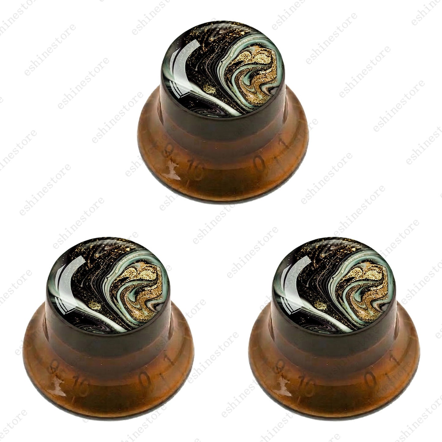 Guitar Reflector Knobs with Marble Texture Cap Top Hat Knob for Les Paul SG - 06