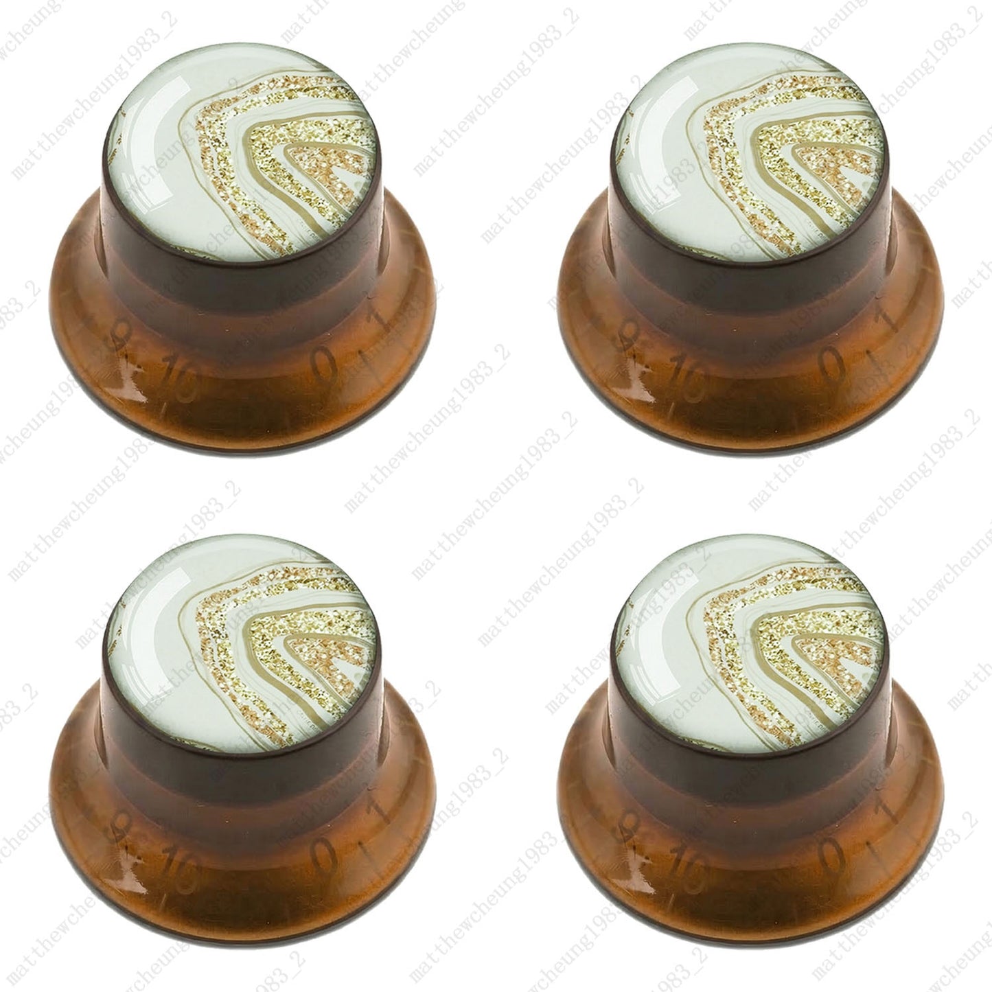 4Pcs Amber Guitar Reflector Knob For Les Paul SG -10 Marble Texture Style Option