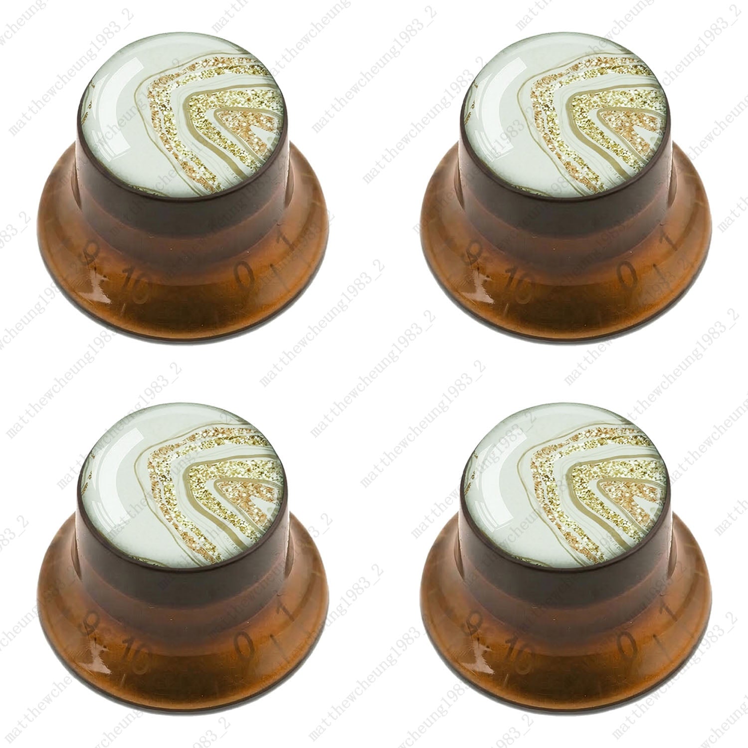 4Pcs Amber Guitar Reflector Knob For Les Paul SG -10 Marble Texture Style Option