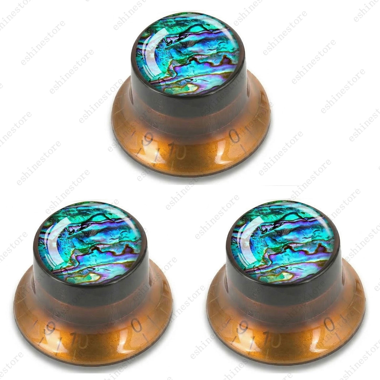 Guitar Reflector Knob with Seashell Pattern Cap Top Hat Knob for Les Paul SG -08