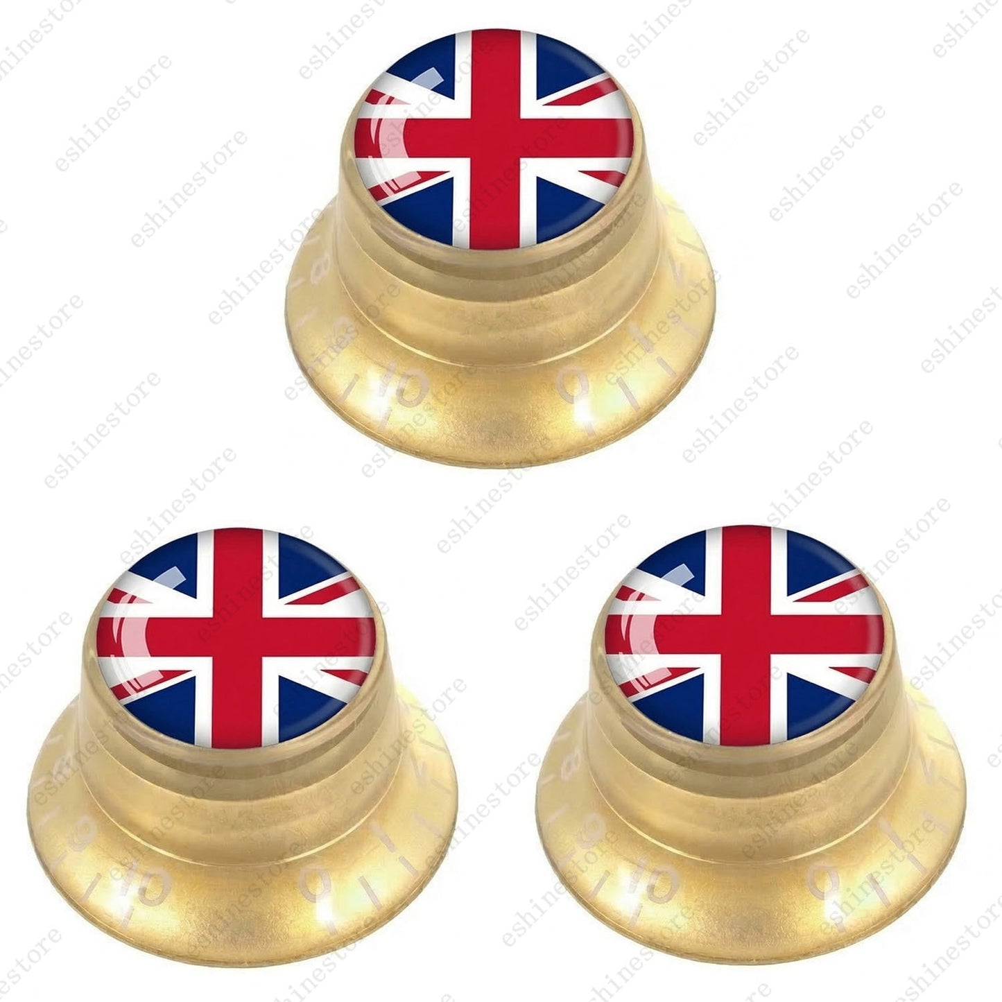 Guitar Reflector Knobs w/ British Flag Design Cap Top Hat Knobs for Les Paul SG