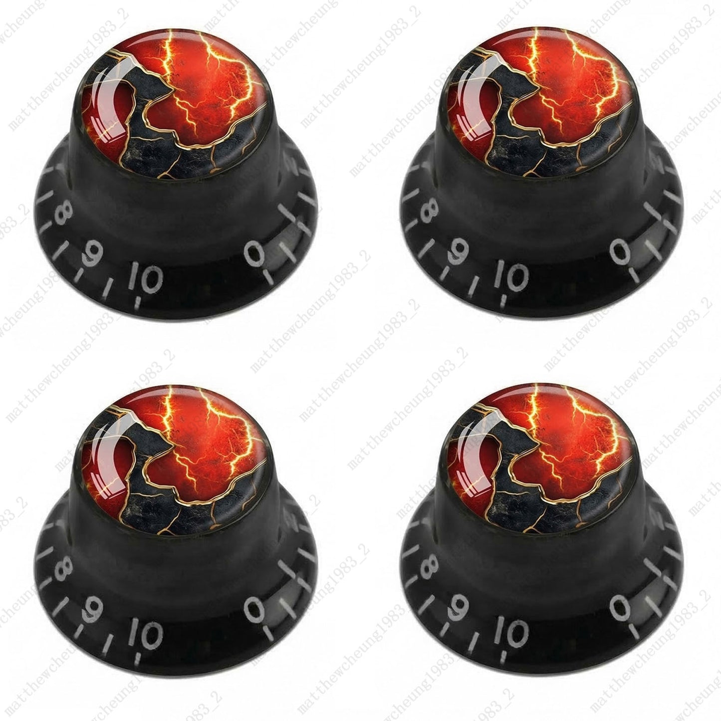 4Pcs Black Guitar Reflector Knobs For Les Paul SG -10 Abstract Art Style Options
