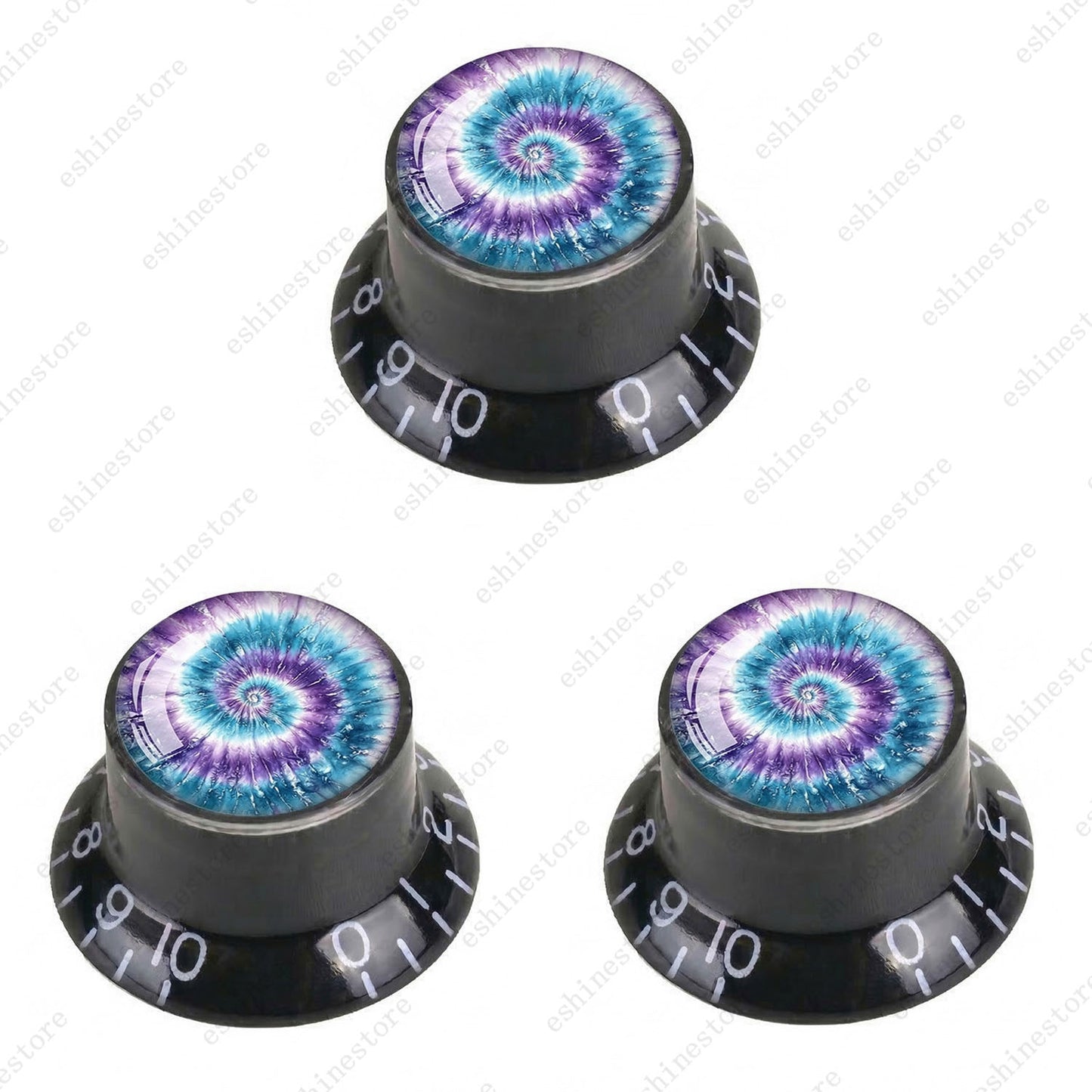 Guitar Reflector Knobs with Spiral Tie Dye Cap Top Hat Knob for Les Paul SG - 10