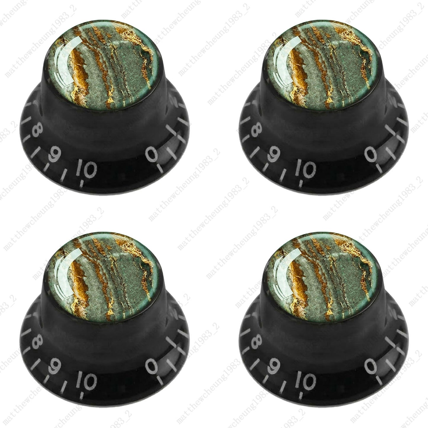 4Pcs Black Guitar Reflector Knob For Les Paul SG -10 Marble Texture Style Option