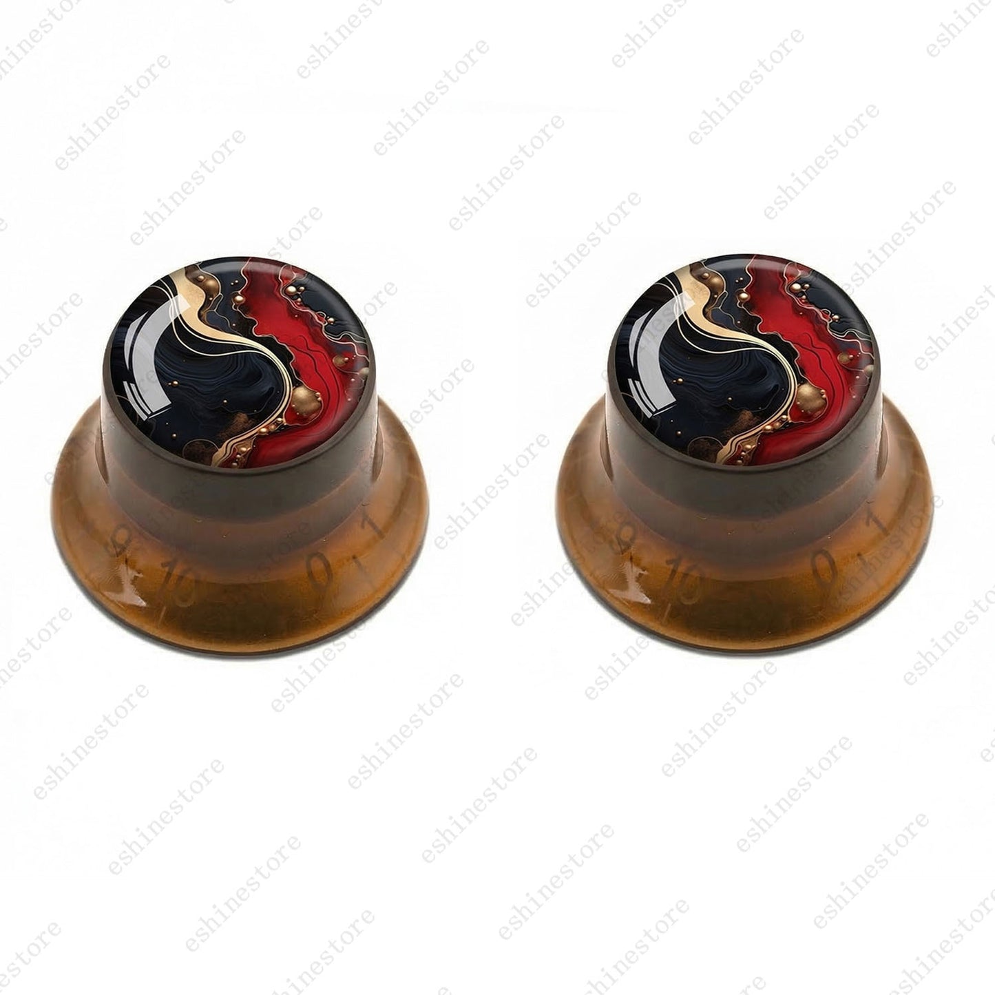 Guitar Reflector Knobs with Abstract Art Cap Top Hat Knobs for Les Paul SG - 01