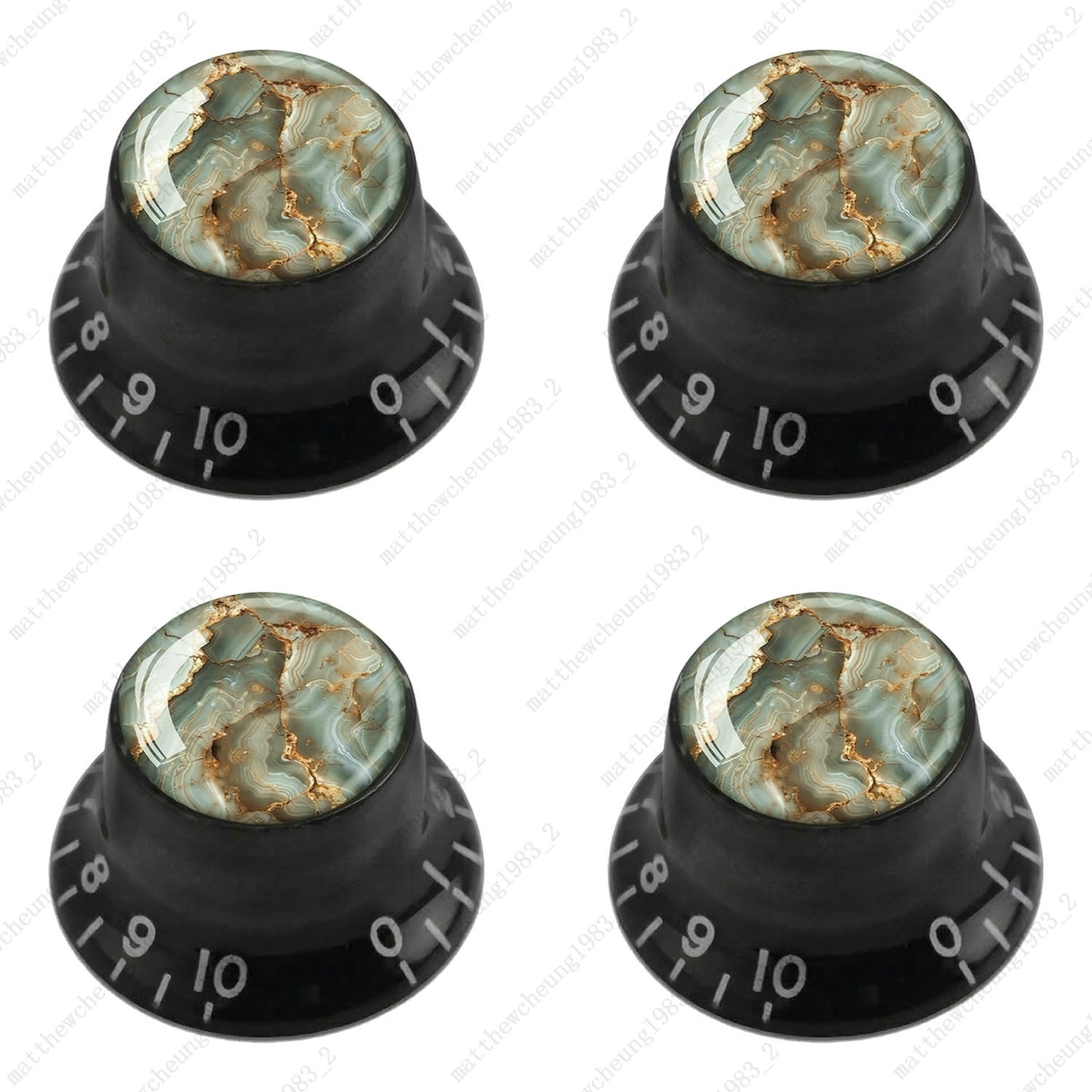4Pcs Black Guitar Reflector Knob For Les Paul SG -10 Marble Texture Style Option