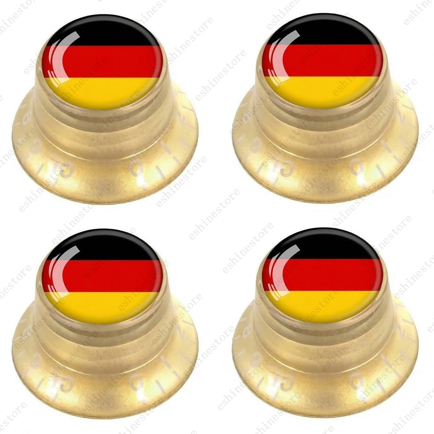 Guitar Reflector Knobs w/ Germany Flag Design Cap Top Hat Knobs for Les Paul SG