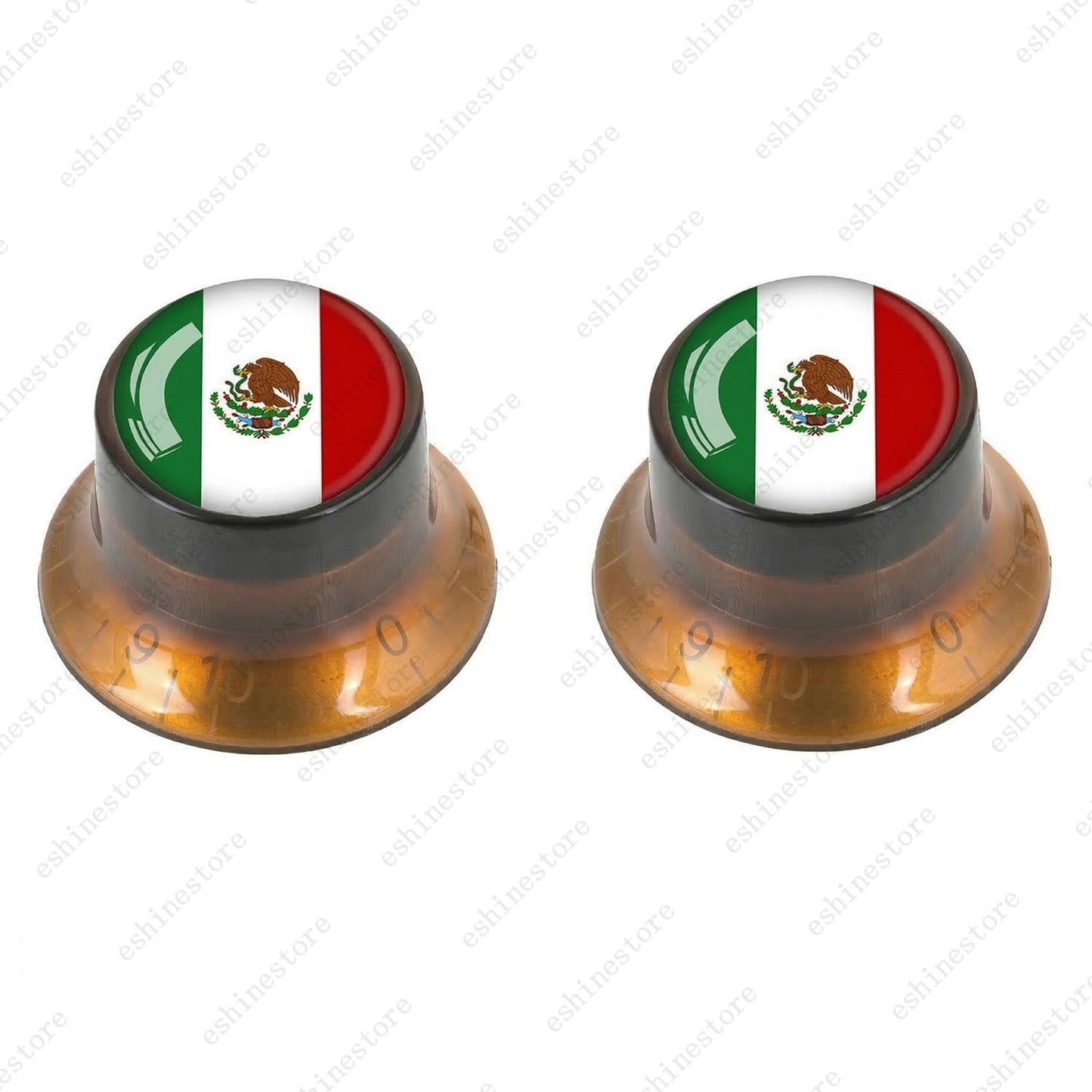 Guitar Reflector Knobs w/ Mexican Flag Design Cap Top Hat Knobs for Les Paul SG
