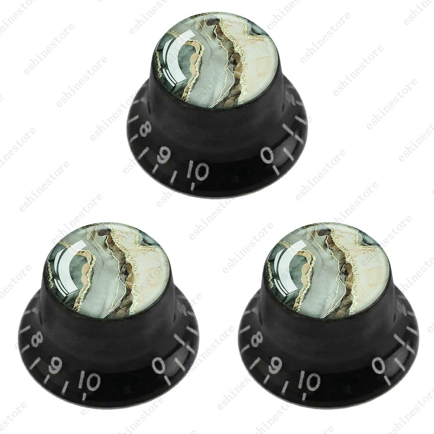 Guitar Reflector Knobs with Marble Texture Cap Top Hat Knob for Les Paul SG - 05