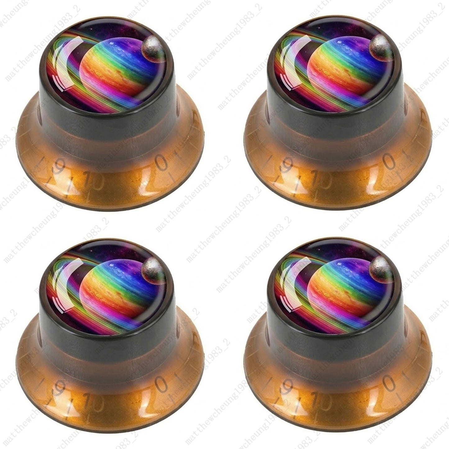 4Pcs Amber Guitar Reflector Knos For Les Paul SG -8 Solar System Pattern Option