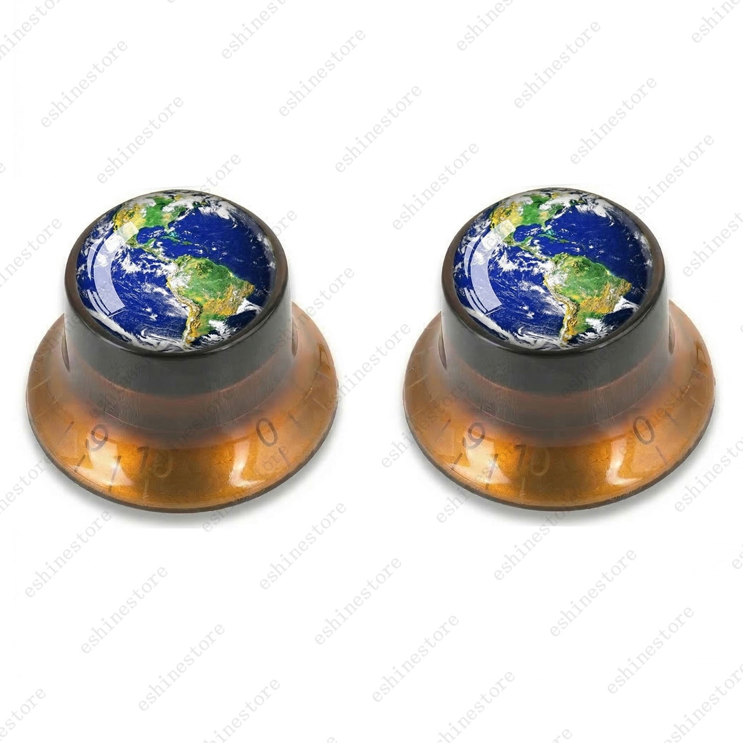 Guitar Reflector Knobs w/ Earth Pattern Design Cap Top Hat Knobs for Les Paul SG