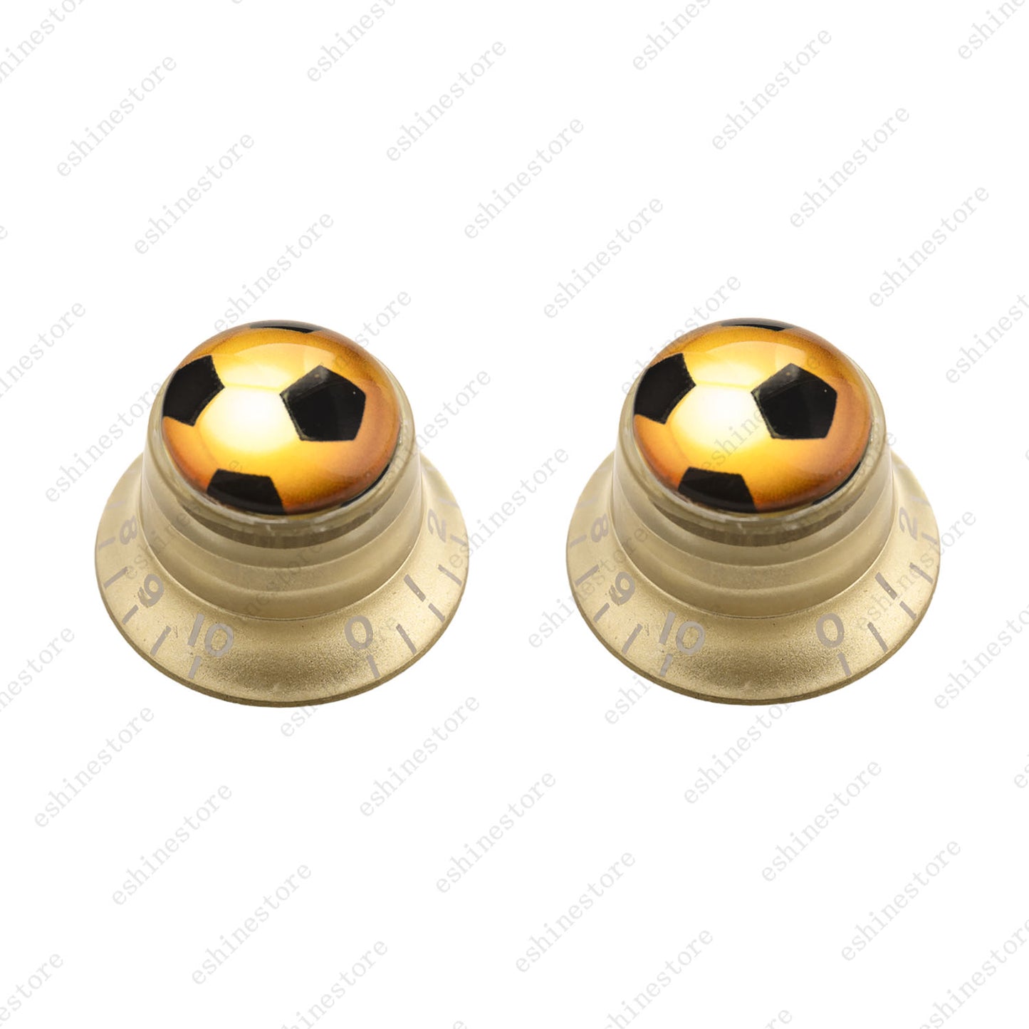 Guitar Reflector Knobs w/ Golden Soccer Design Cap Top Hat Knobs for Les Paul SG
