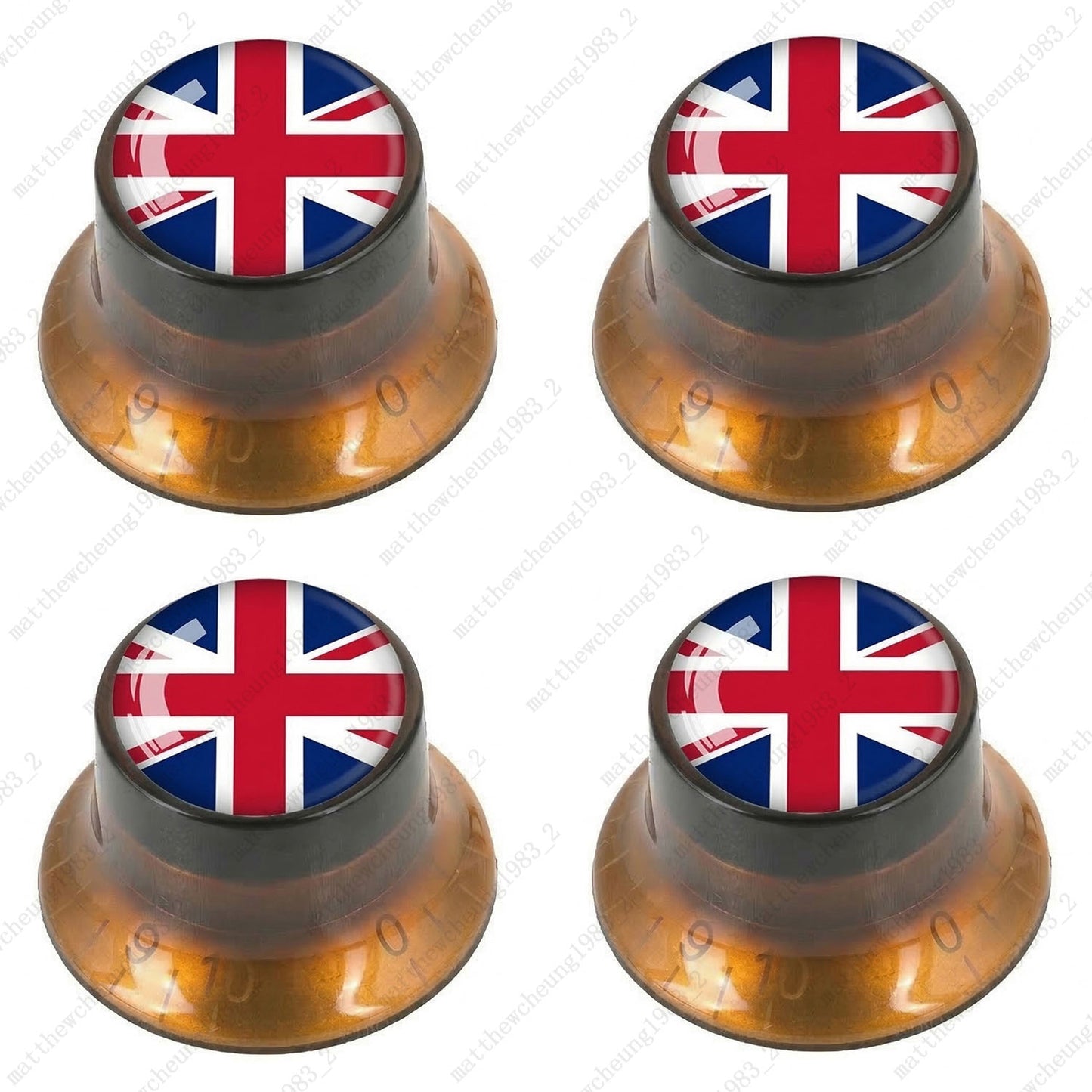 4Pcs Amber Guitar Reflector Knos For Les Paul SG -10 National Flag Options