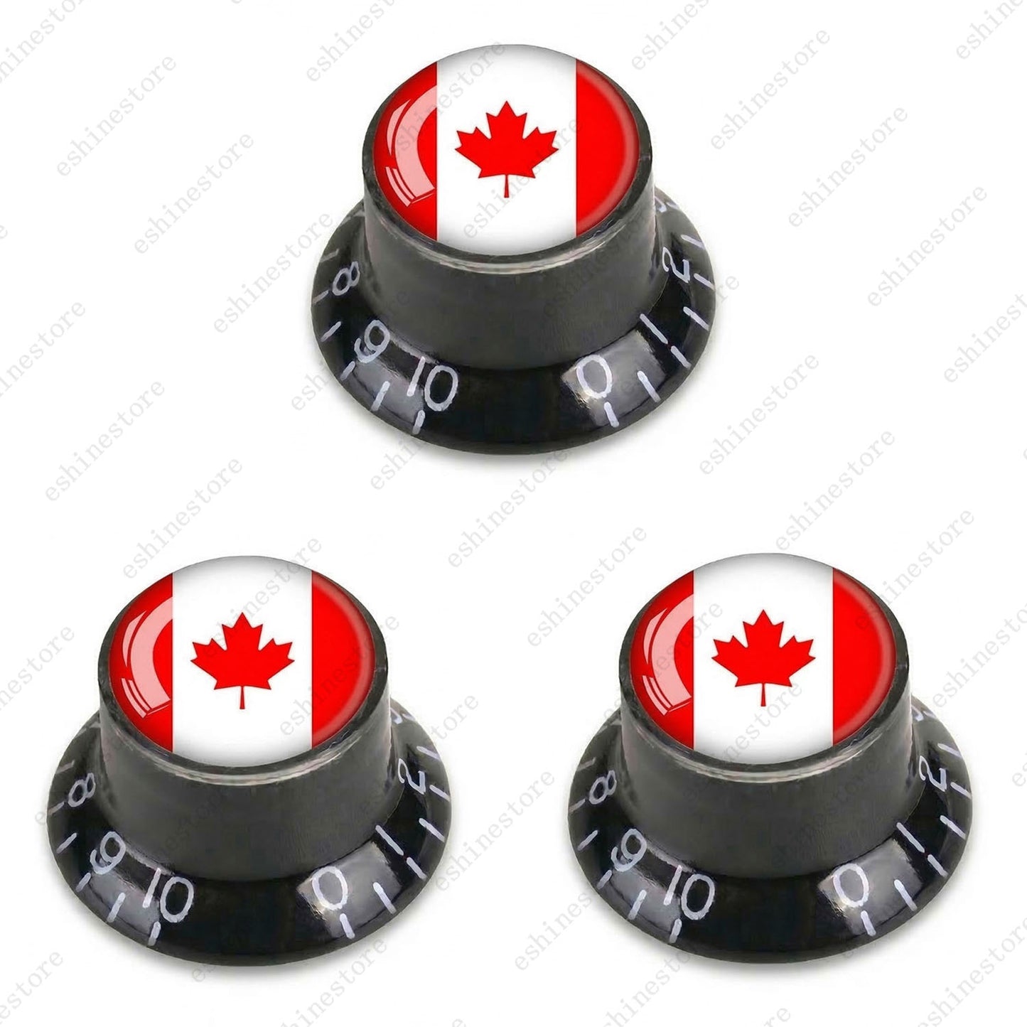 Guitar Reflector Knobs w/ Canada Flag Design Cap Top Hat Knobs for Les Paul SG