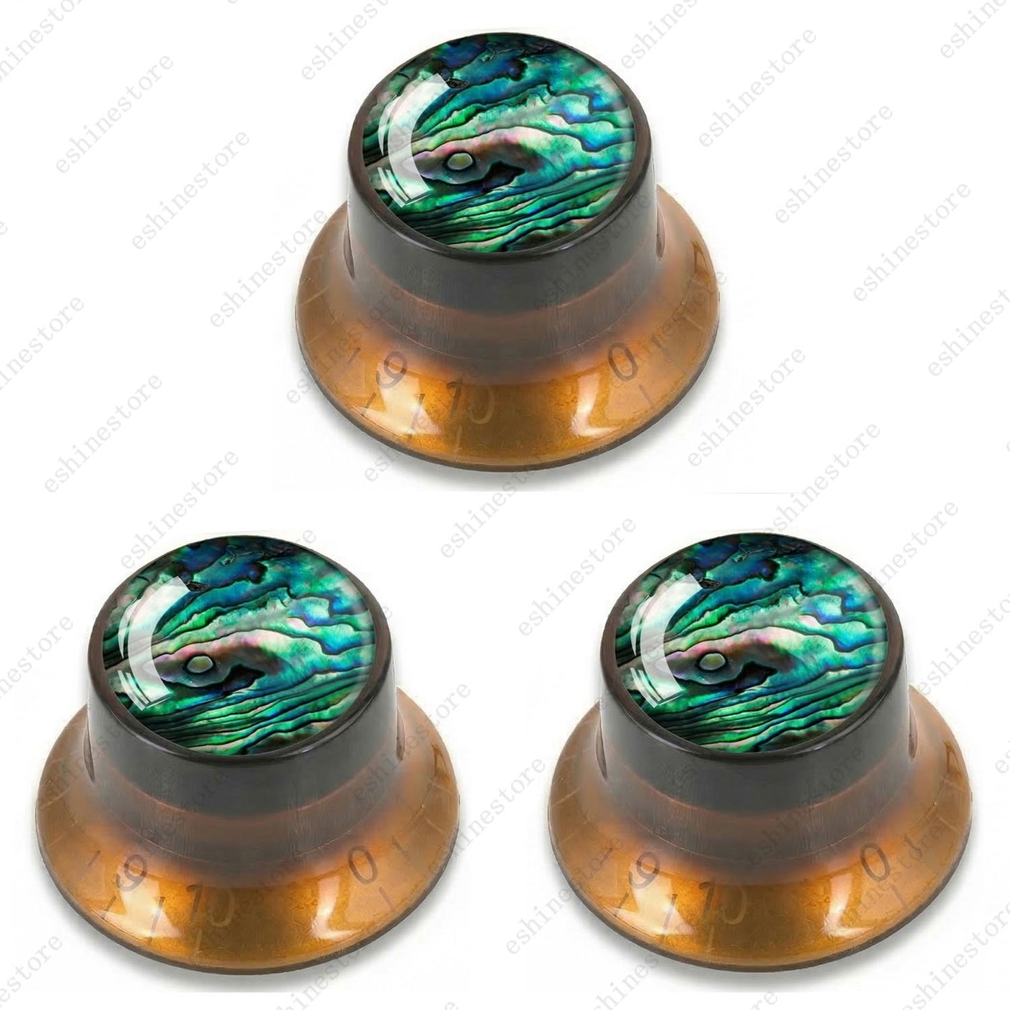 Guitar Reflector Knob with Seashell Pattern Cap Top Hat Knob for Les Paul SG -10