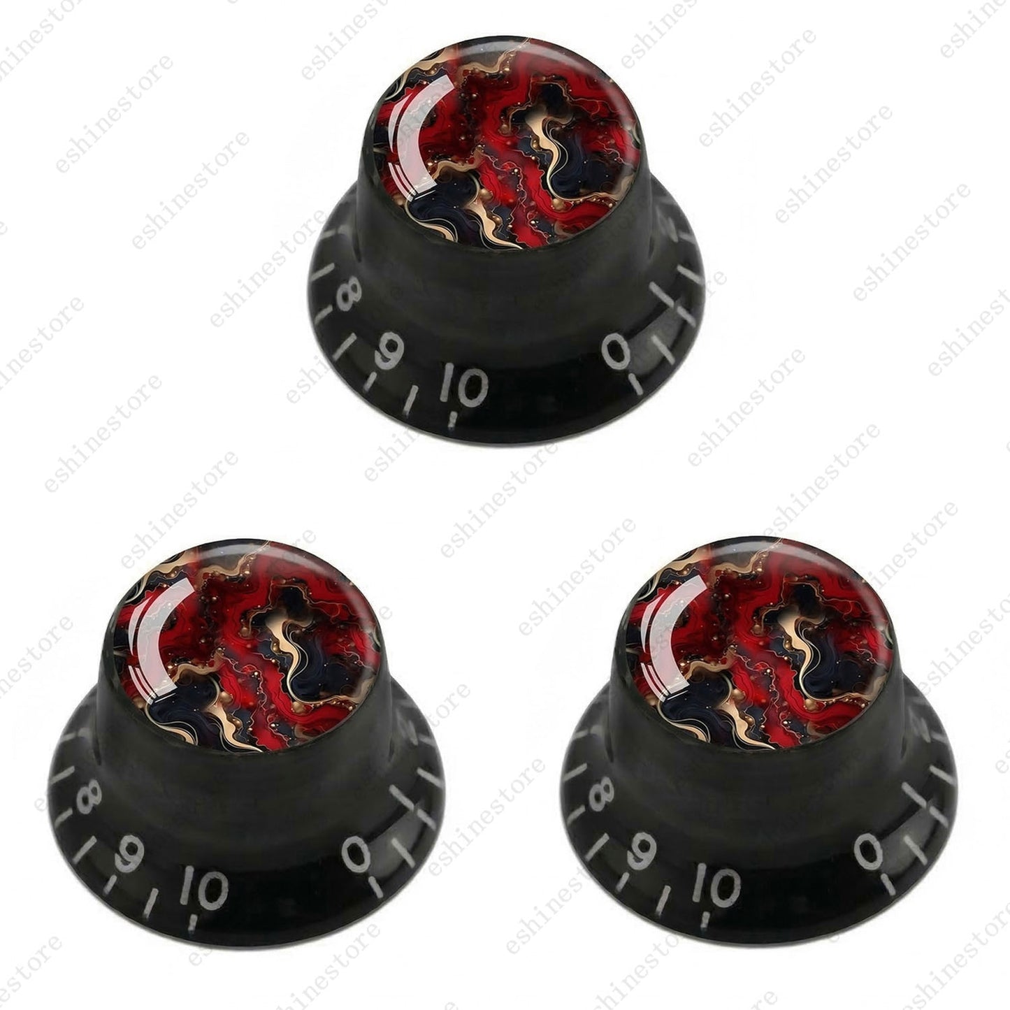 Guitar Reflector Knobs with Abstract Art Cap Top Hat Knobs for Les Paul SG - 03