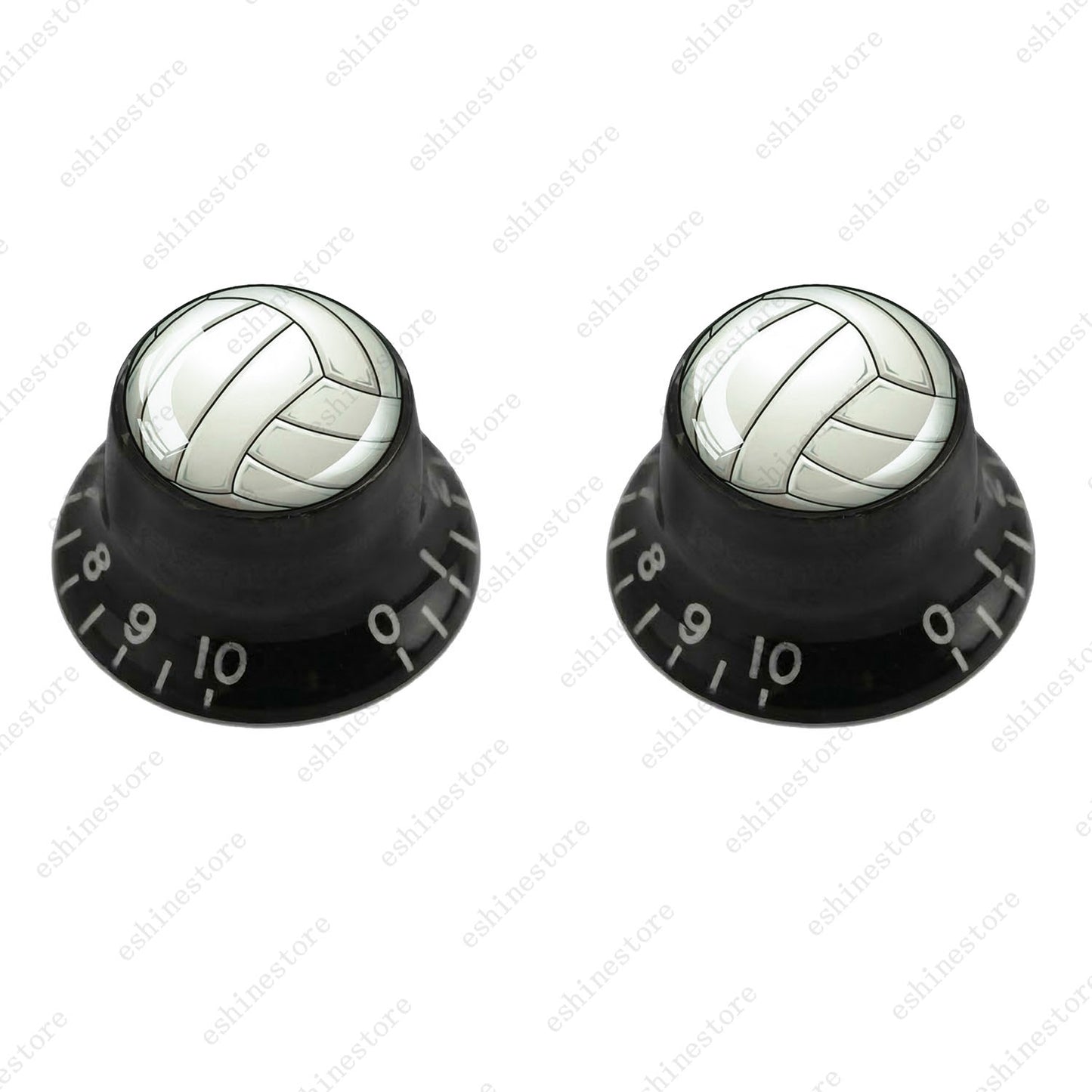 Guitar Reflector Knobs w/ Volleyball Design Cap Top Hat Knobs for Les Paul SG